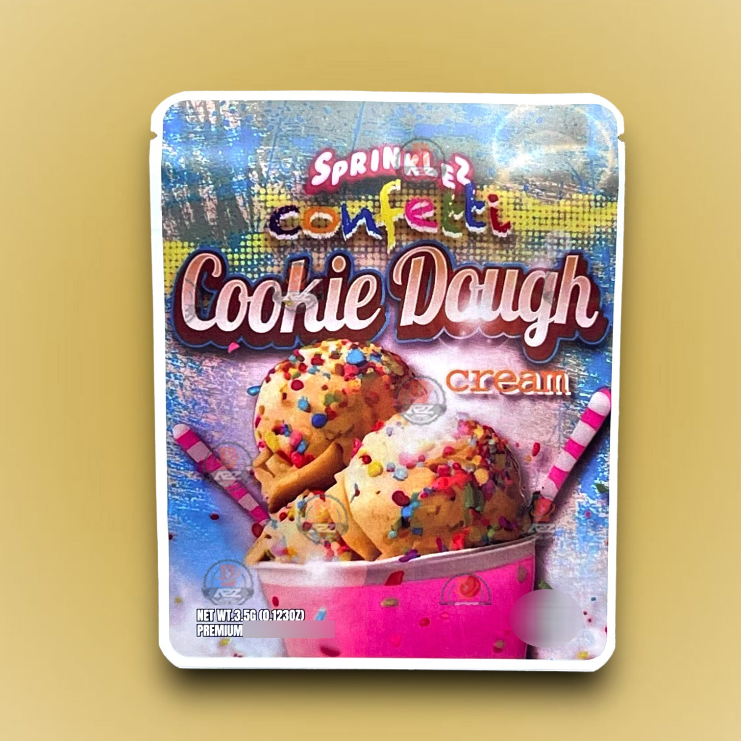 Sprinklez Confetti Cookies Dough Cream 3.5g Mylar Bags -With stickers and label