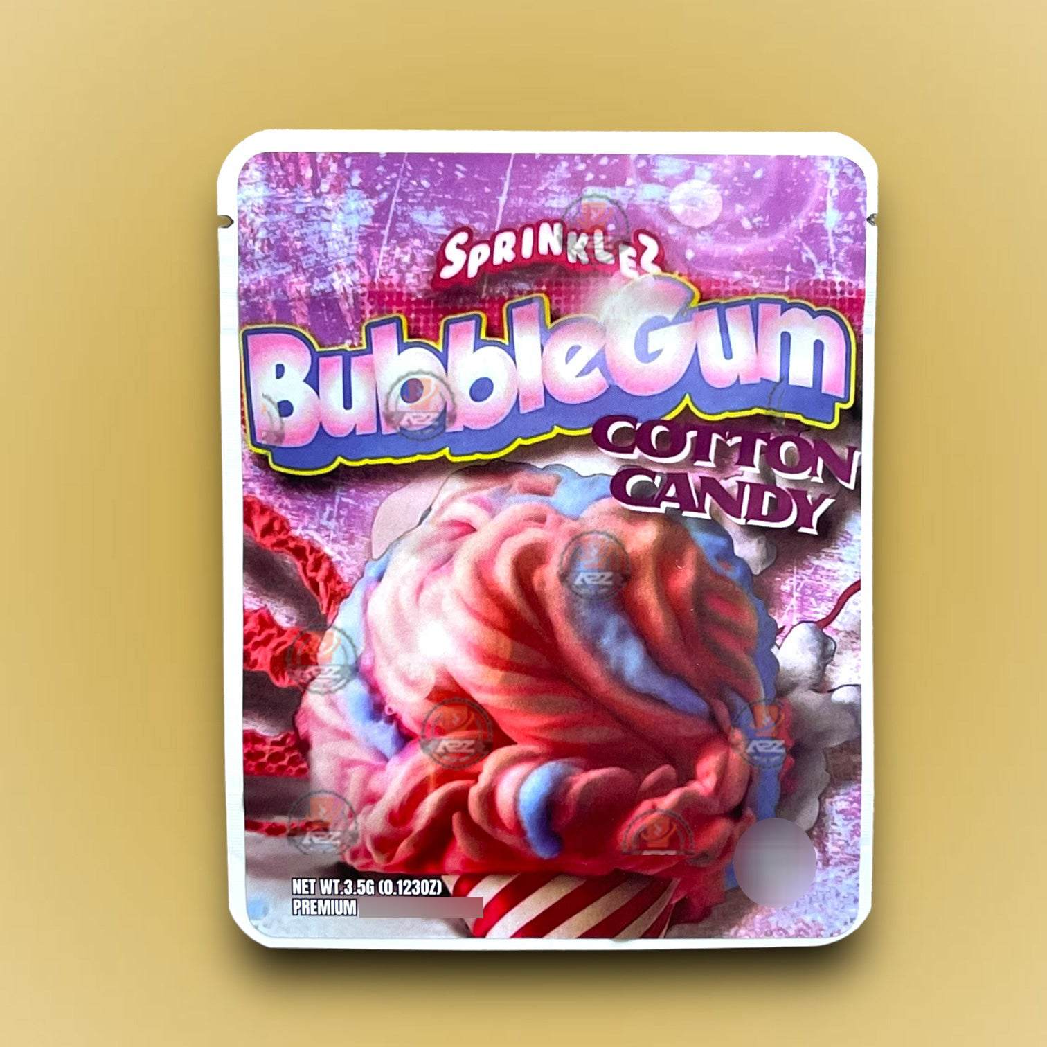 Sprinklez Bubblegum Cotton Candy 3.5G Mylar Bags -With stickers and label