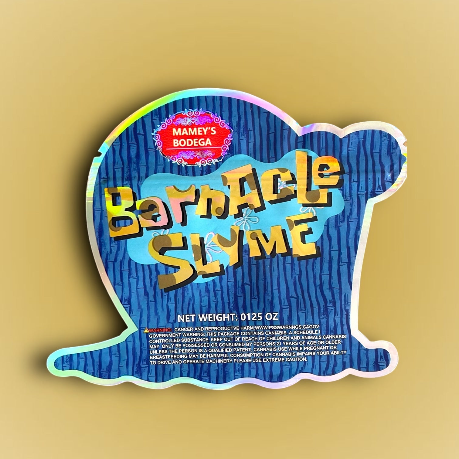 Barnacle Slyme Mameys Bodega Cut Out Mylar Bags 3.5g Die Cut Holographic
