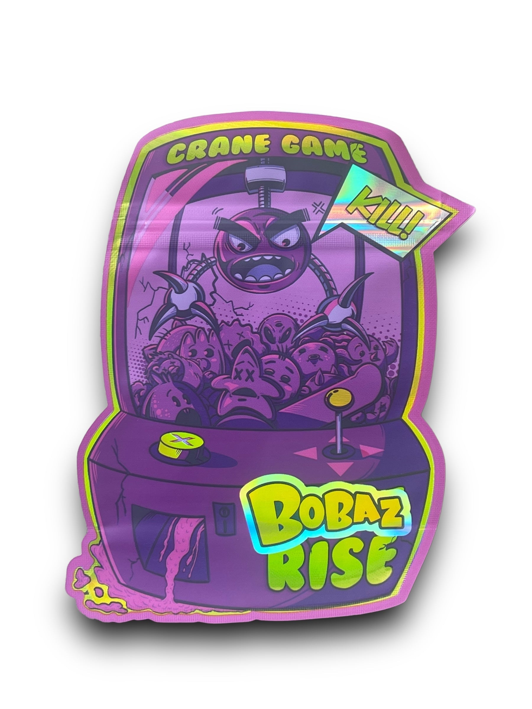 Bobaz Rise Crane Game Kill 3.5G Mylar Bags Holographic cut out