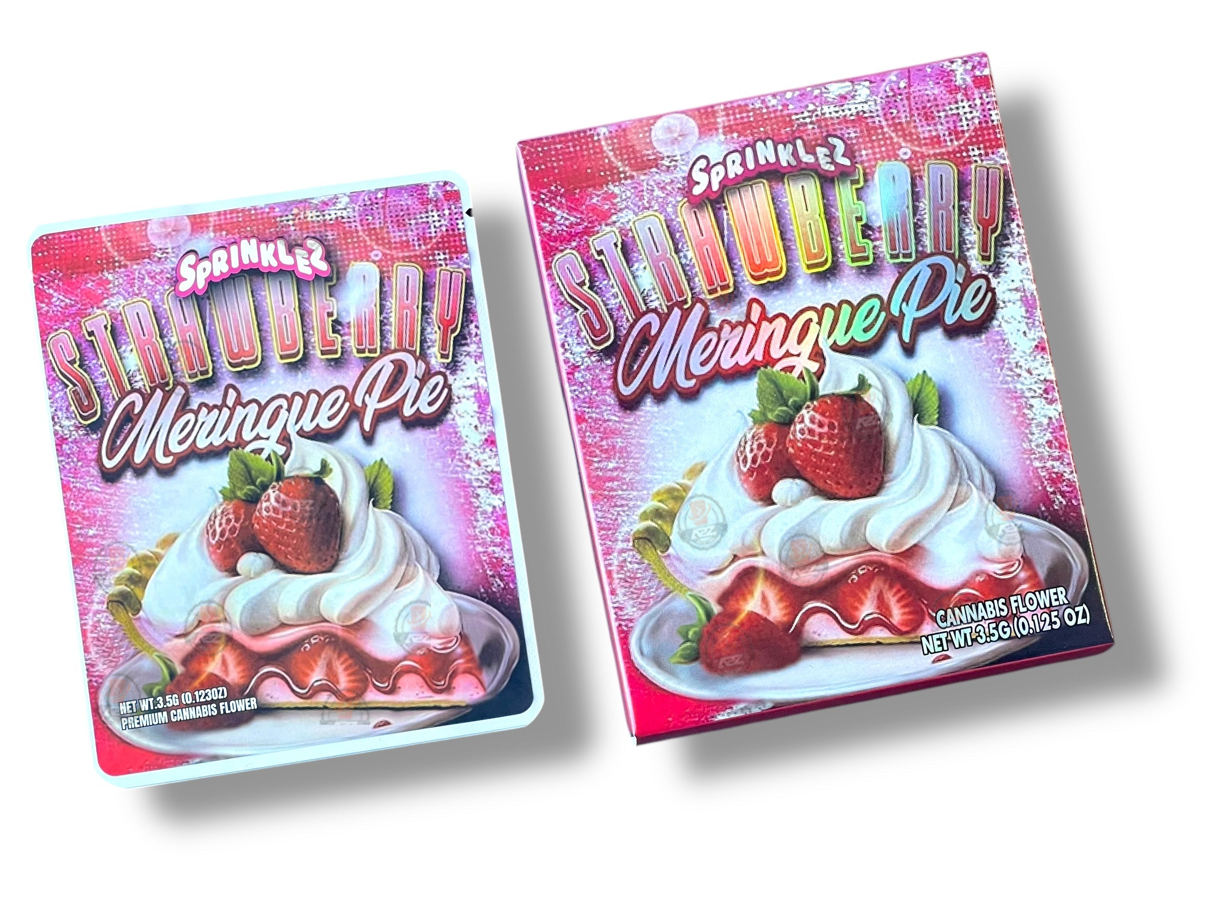 Sprinklez Strawberry Meringue Mylar Bags with Boxes 3.5g Box Packaging With stickers and label