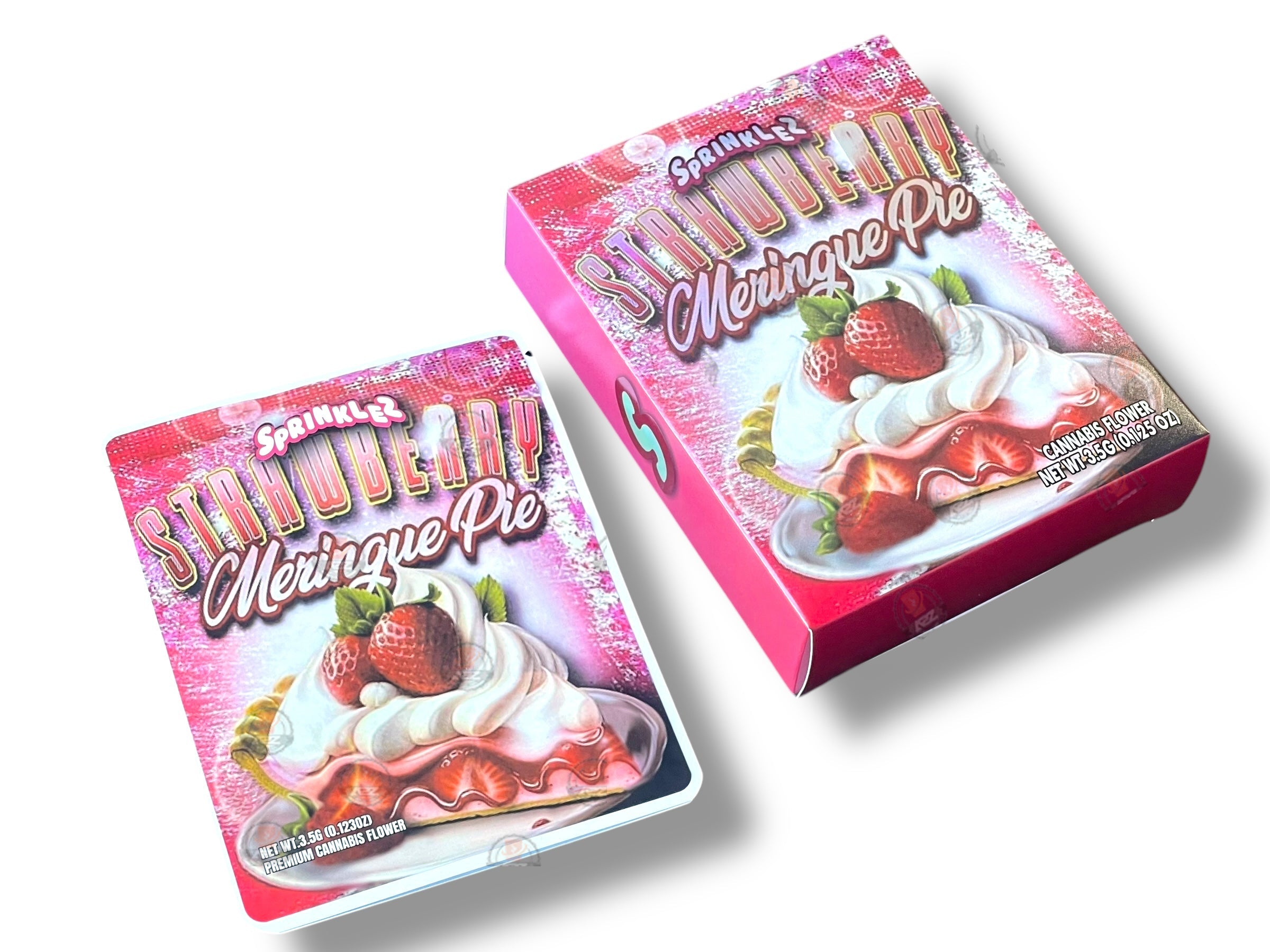 Sprinklez Strawberry Meringue Mylar Bags with Boxes 3.5g Box Packaging With stickers and label