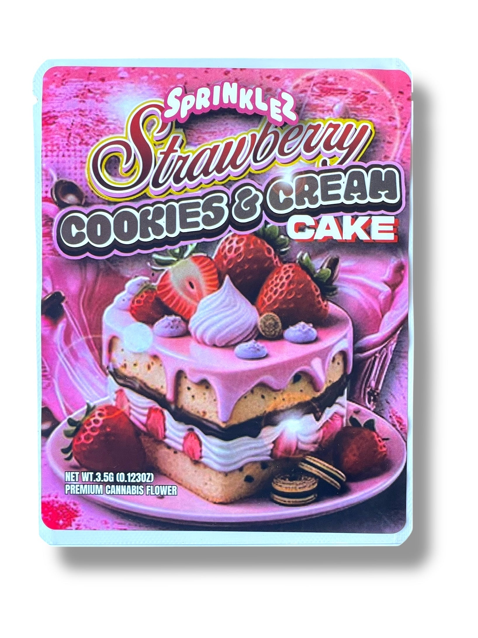 Sprinklez Strawberry Cookies & Cream Cake Mylar Bags with Boxes 3.5g Box Packaging With stickers and label