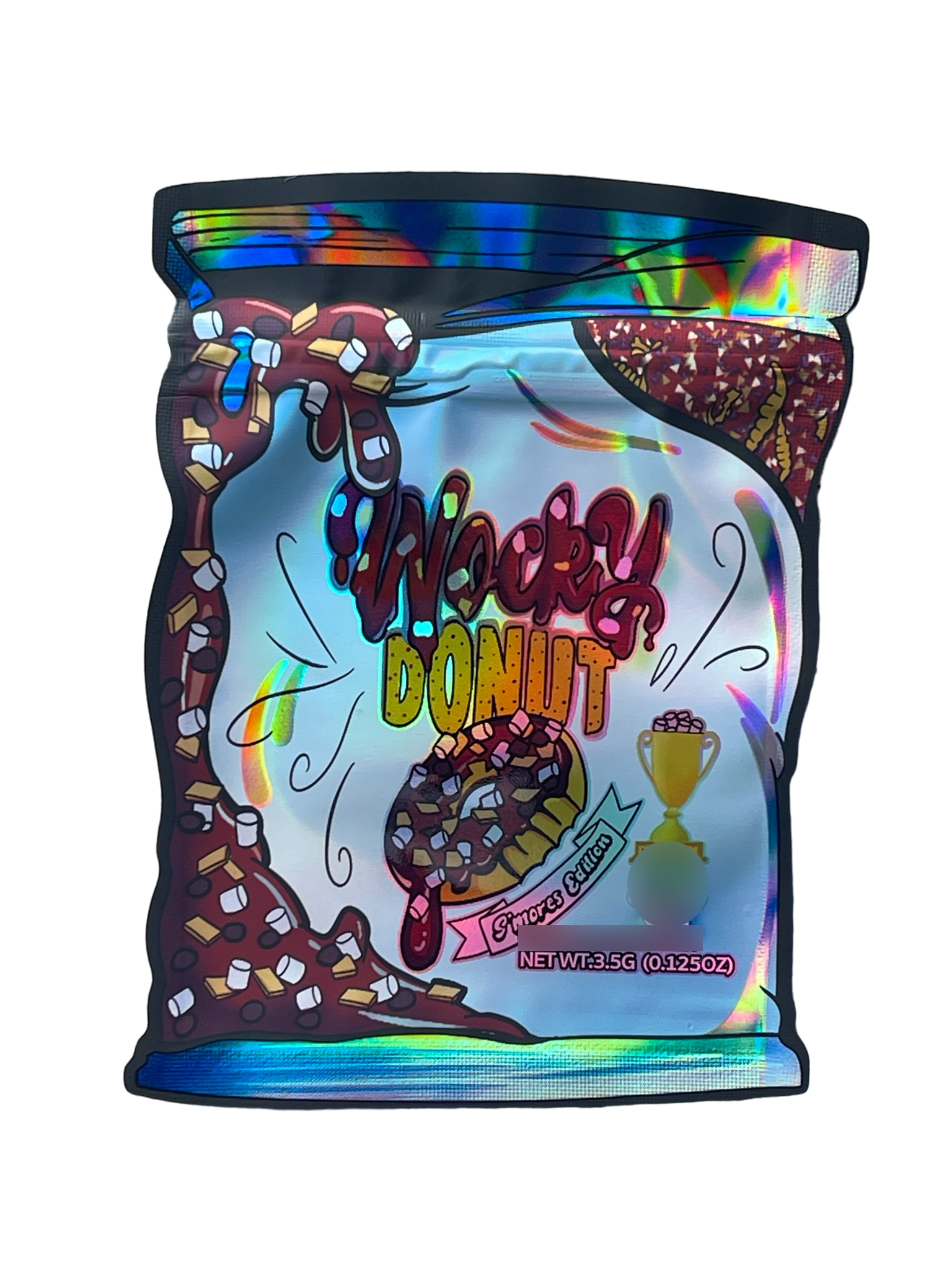 Wocky Donut 3.5g Mylar Bag- Holographic Smores Edition