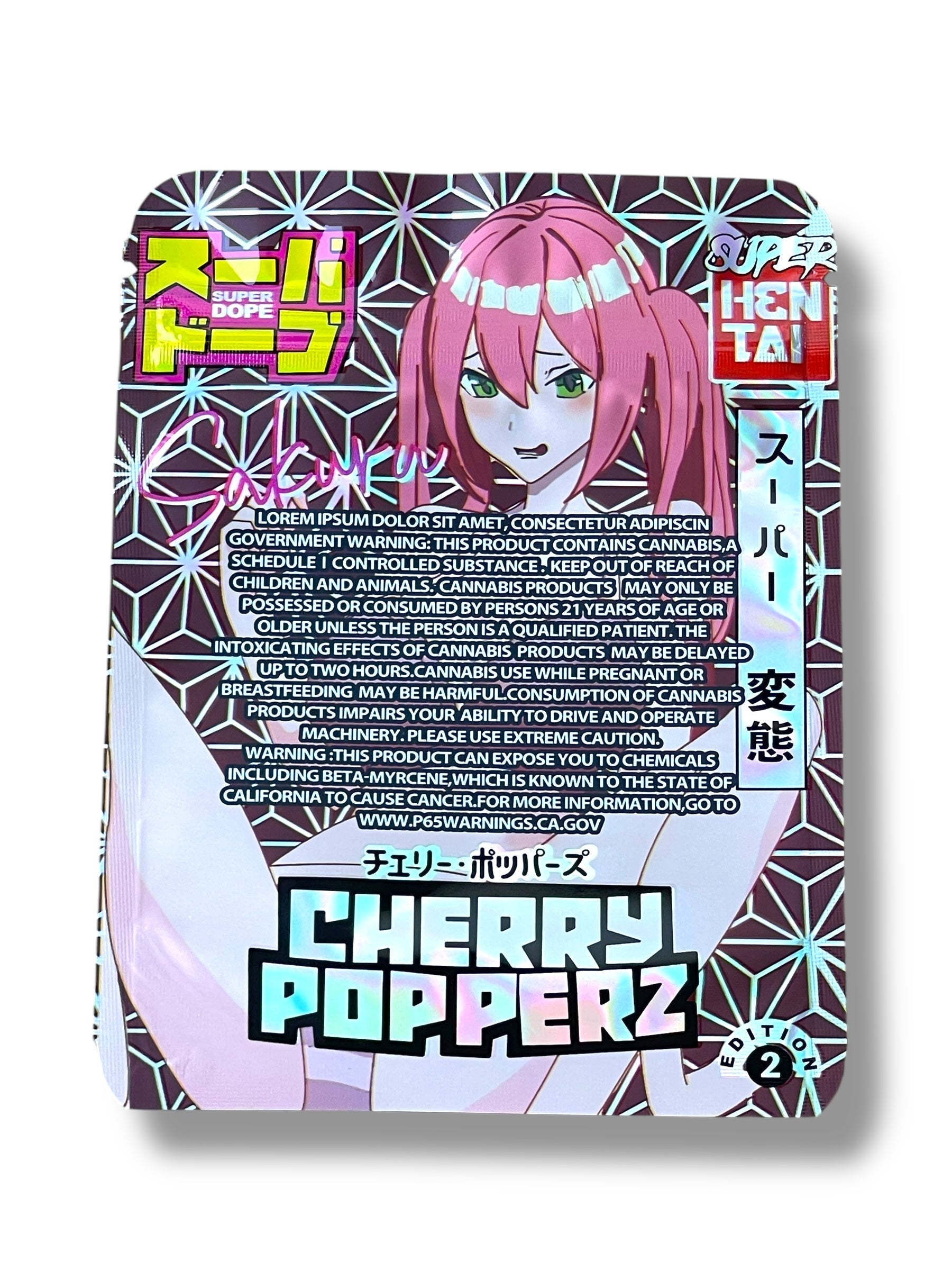 Cherry Popperz Mylar Bag 3.5g shape bag