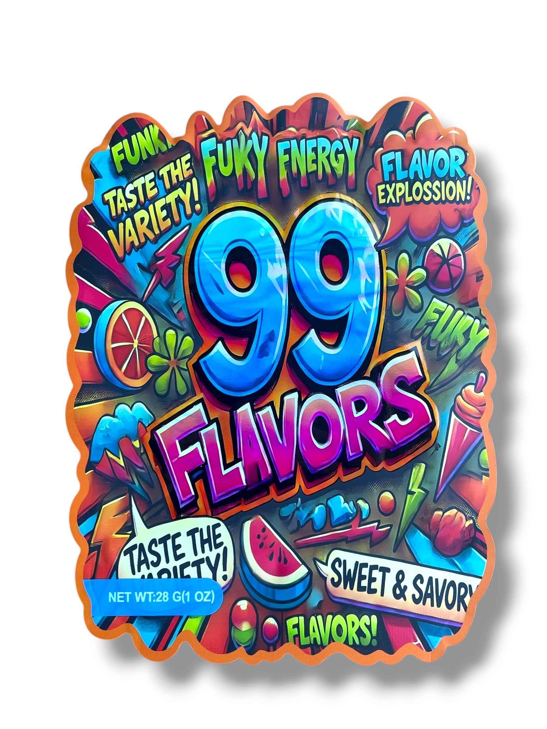 99 Flavors 1 OZ  28G Mylar empty Mylar bag 1 ounce (50 Count)