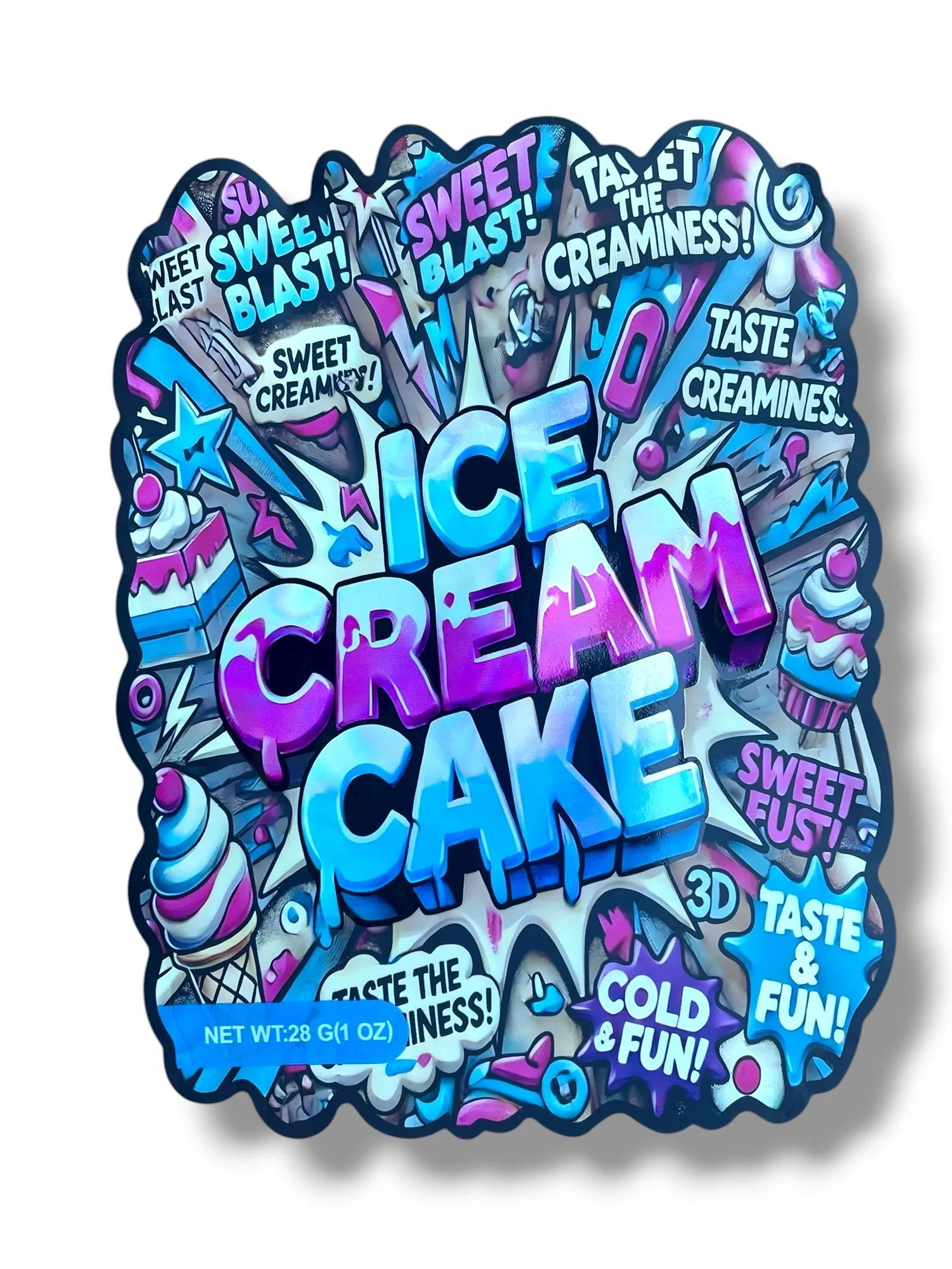 Ice Crea Cake 1 OZ 28G Mylar empty Mylar bag 1 ounce (50 Count) - Black Unicorn Hub