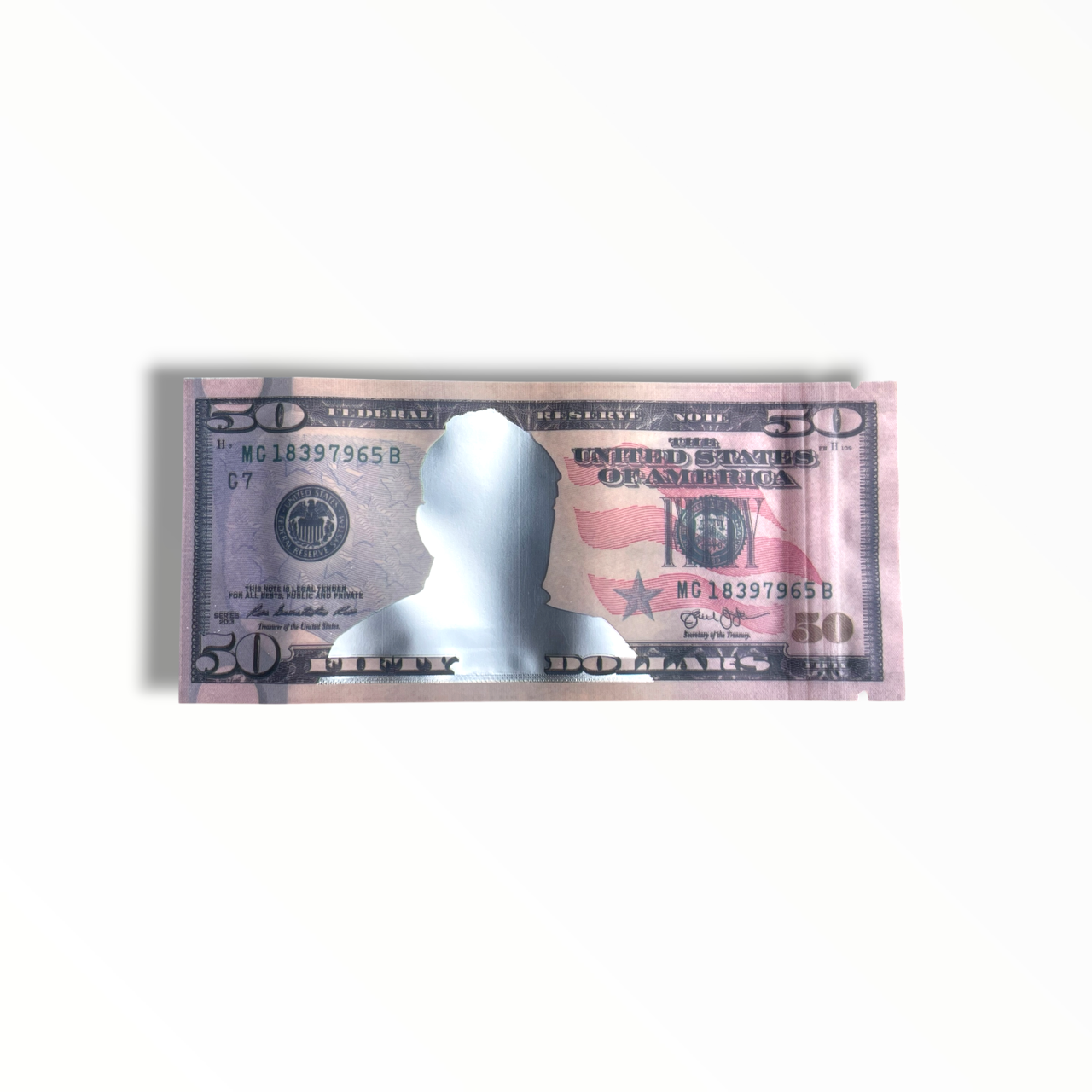 $50 Dollar 3.5g shape mylar bag