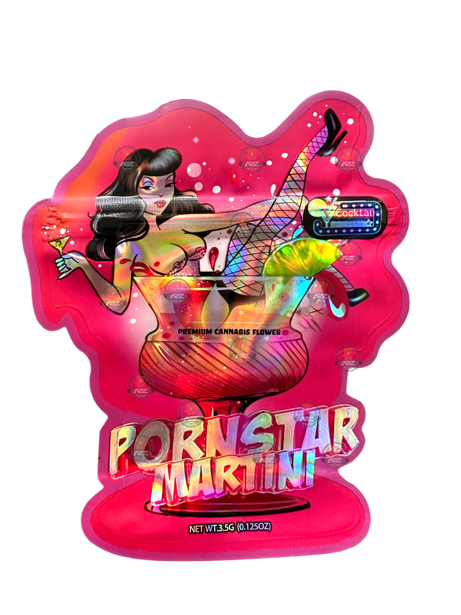 Porn star Martini 3.5 grams Mylar Bag Holographic