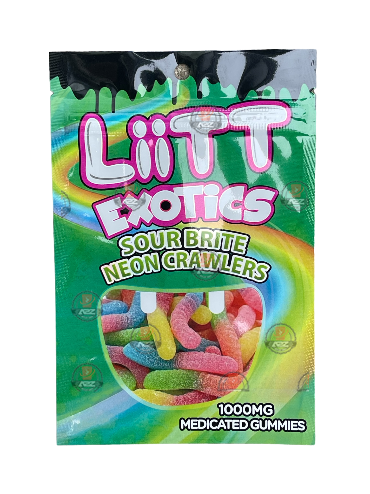 Liitt Exotics Sour Brite Neon clawers 3.5g Mylar Bag 1000MG (Packaging Only)