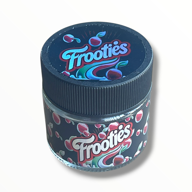 Frooties 3.5g Glass Jars with Holographic Stickers