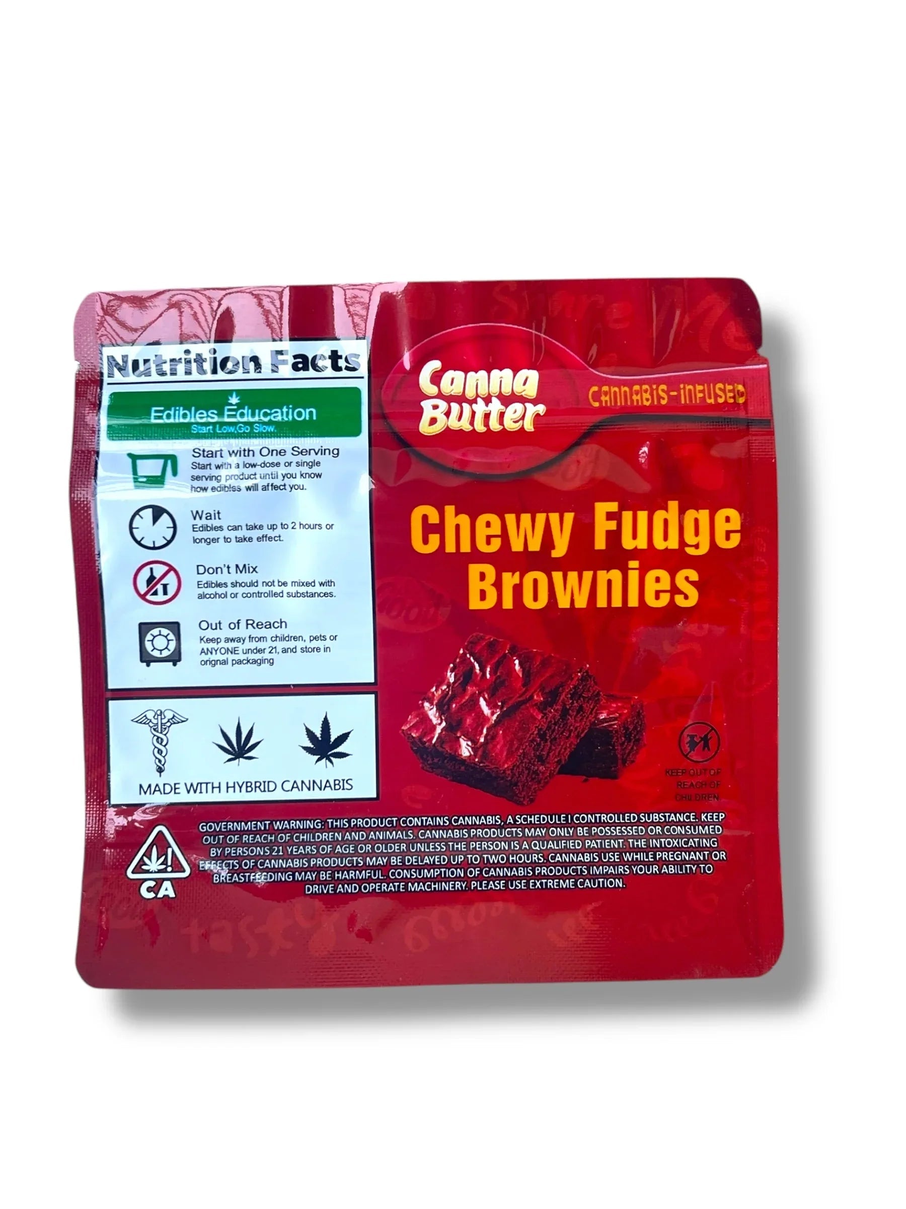 Canna Butter Chewy Fudge Brownies 600mg Mylar Bag -Packaging Only - Black Unicorn Hub
