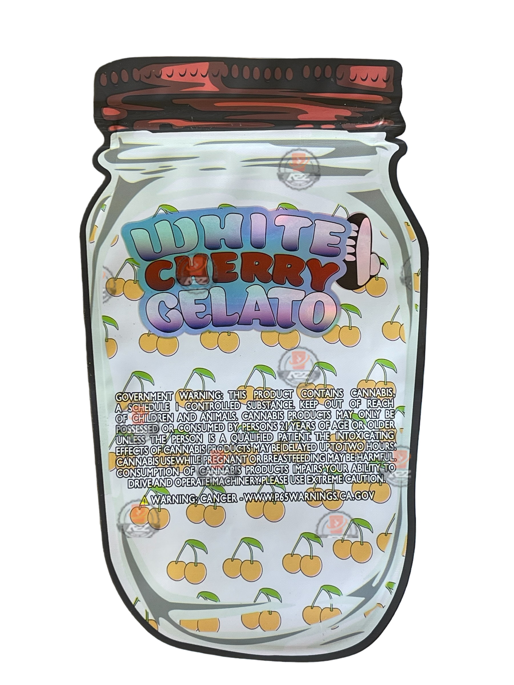 White Cherry Gelato Mylar Bag- Rosin Gummies (Packaging Only)