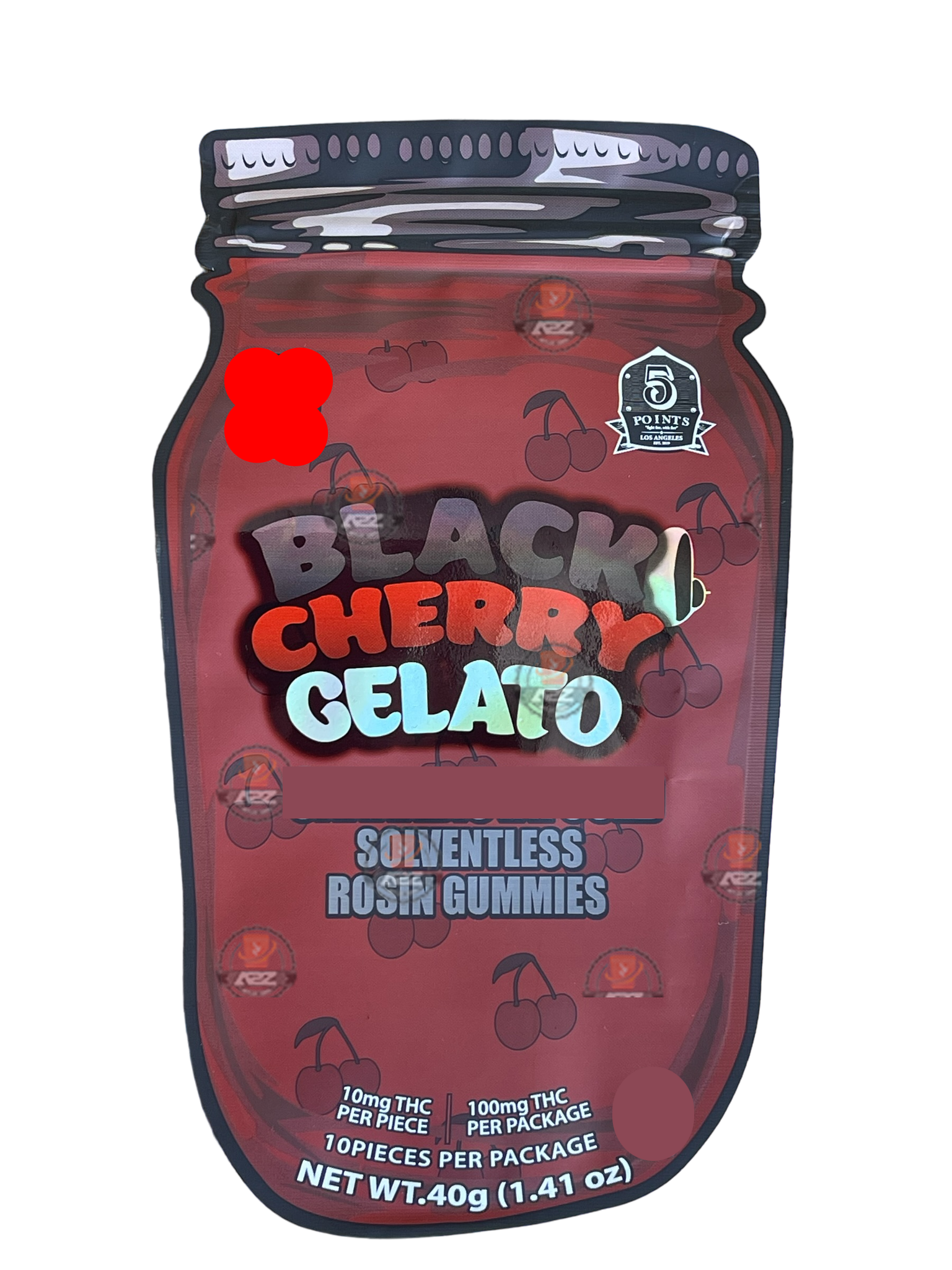 Black Cherry Gelato Mylar Bag- Rosin Gummies (Packaging Only)