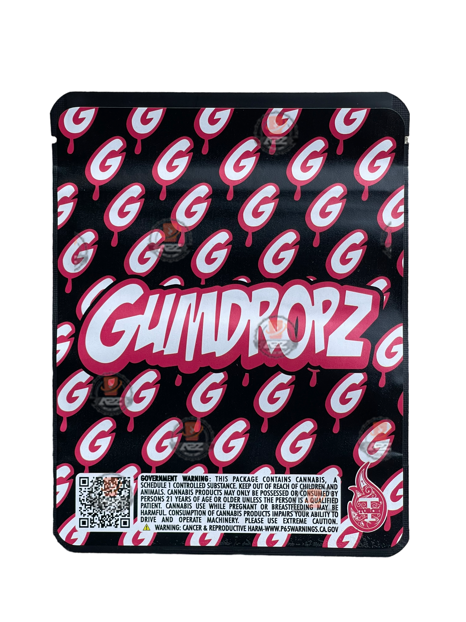Sprinklez Gumdropz Strawberry Banana Mylar Bags 3.5g Sticker base Bag -With stickers and labels