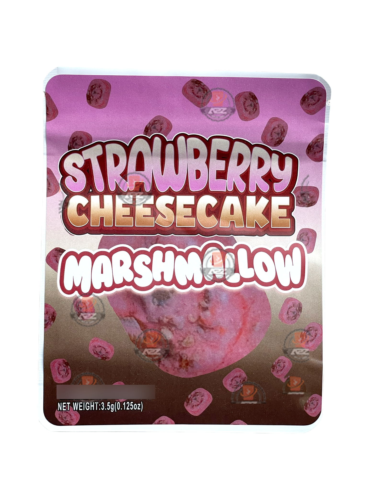 Sprinklez Strawberry Cheesecake Marshmallow Mylar Bags 3.5g Sticker base Bag -With stickers and labels