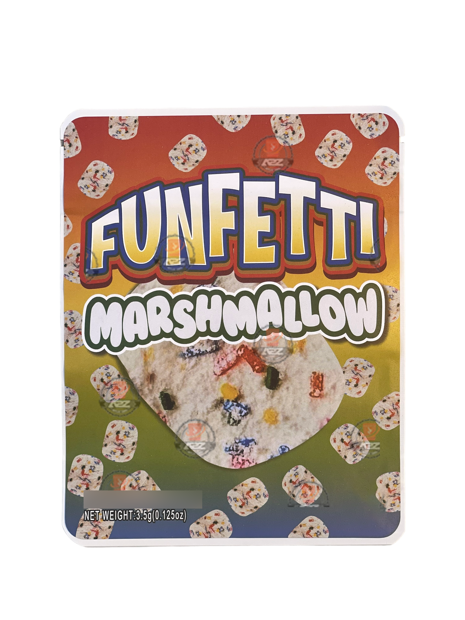 Sprinklez Funfetti Marshmallow Mylar Bags 3.5g Sticker base Bag -With stickers and labels