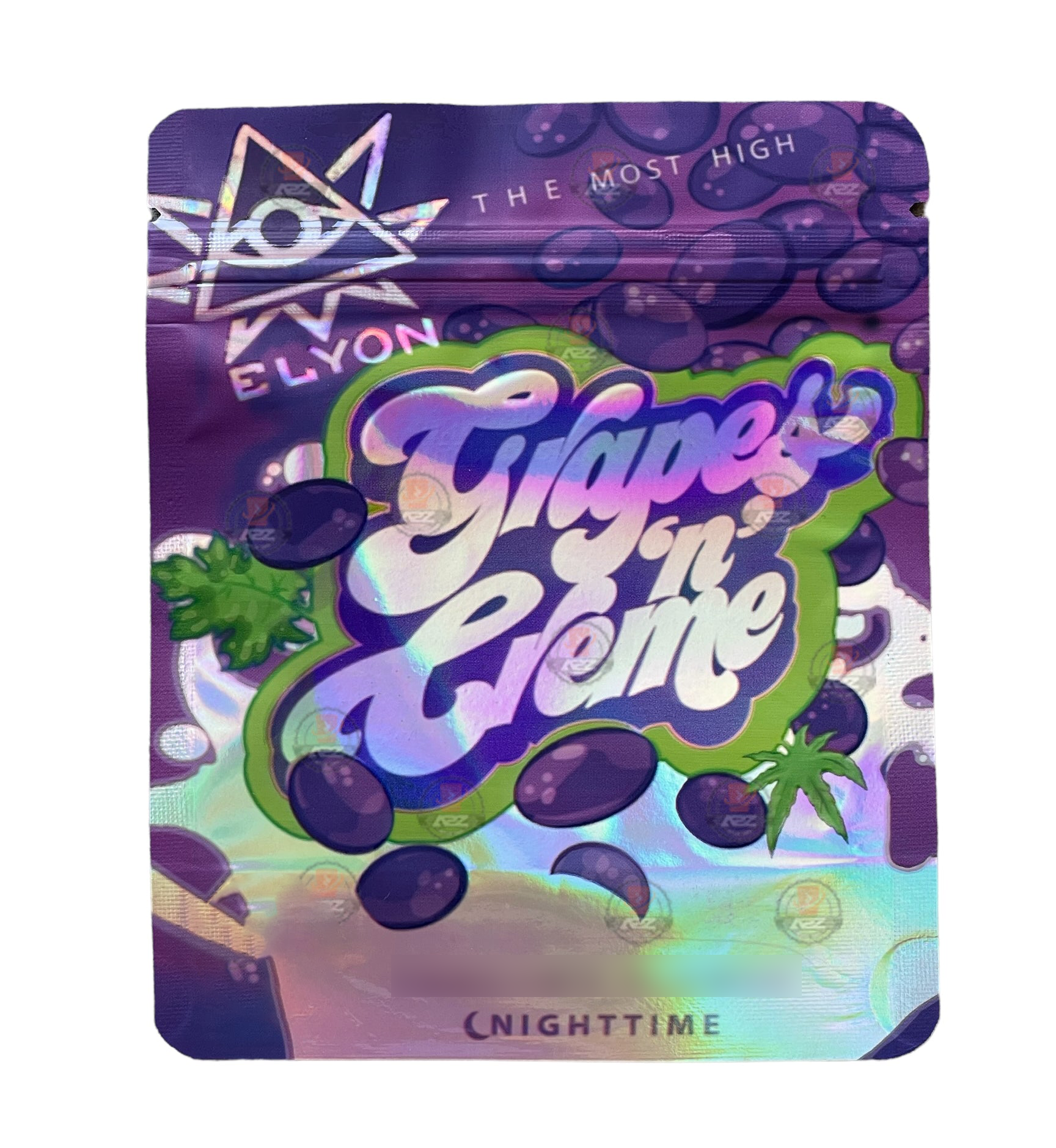 Grapes N Creme Mylar bag 3.5g Holographic Elyon