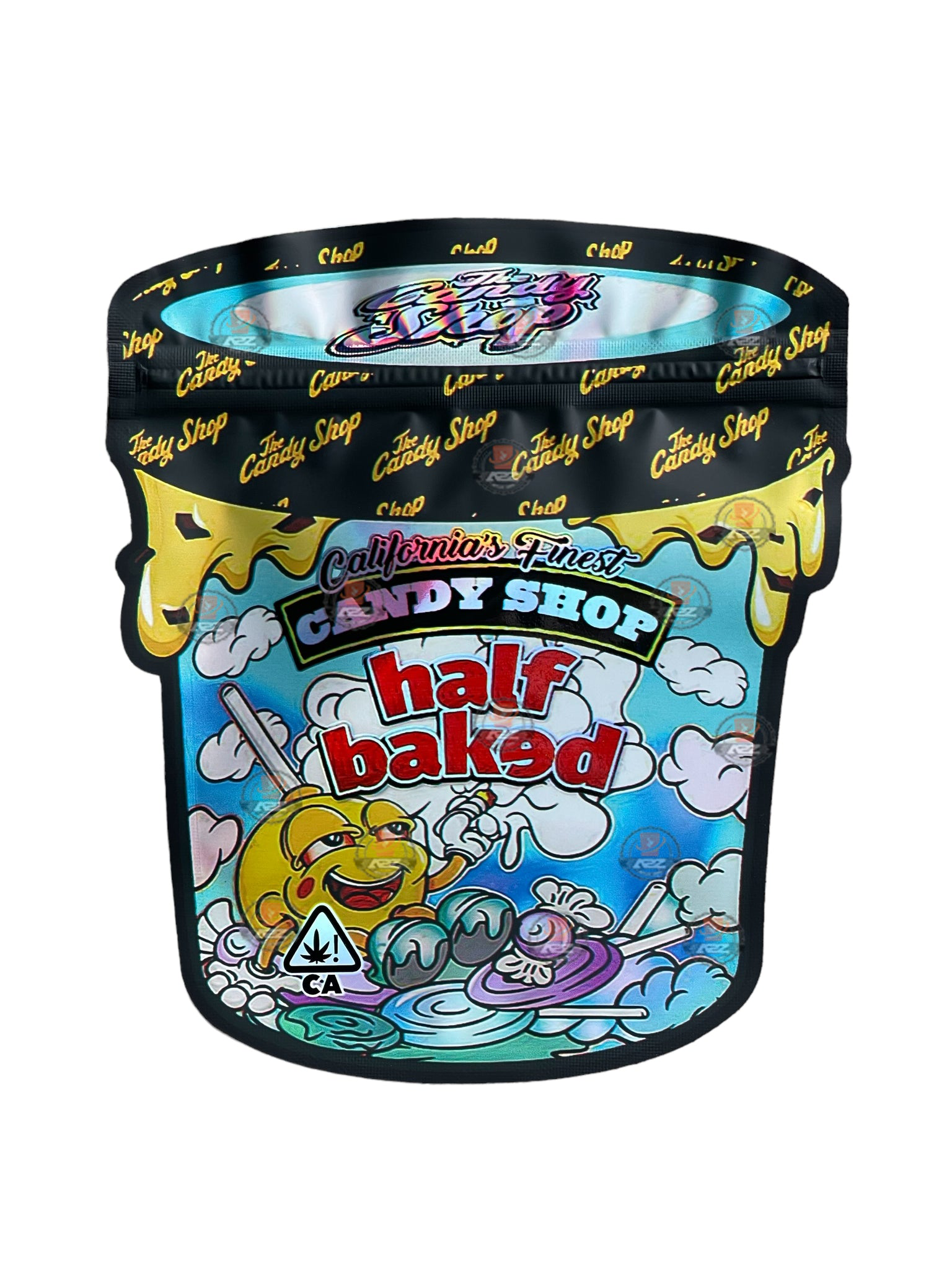 Half Baked Ice Cream Mylar bag 3.5g cut out Empty Packaging- Holographic