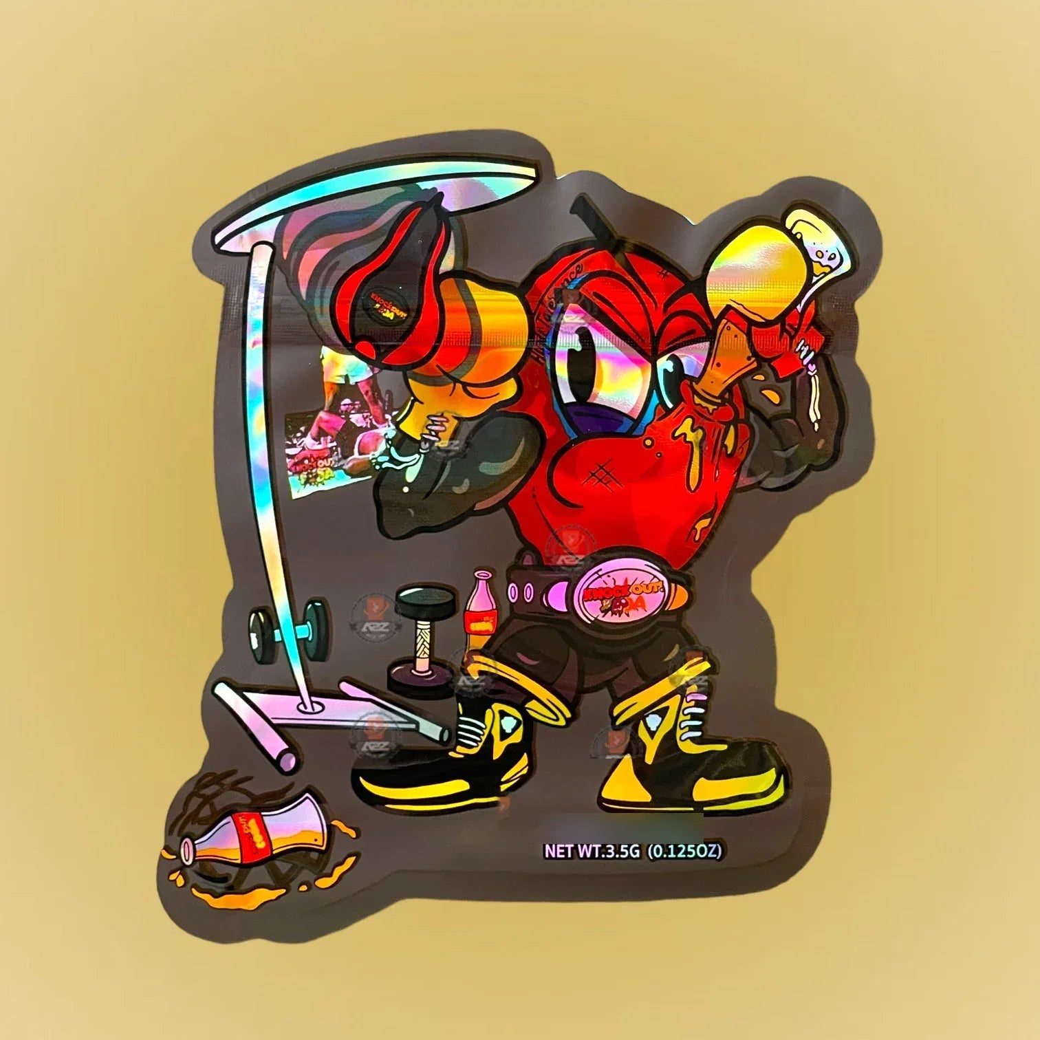 High Tolerance Knock Out 3.5G Mylar Bags Cut Out-Holographic - Black Unicorn Hub