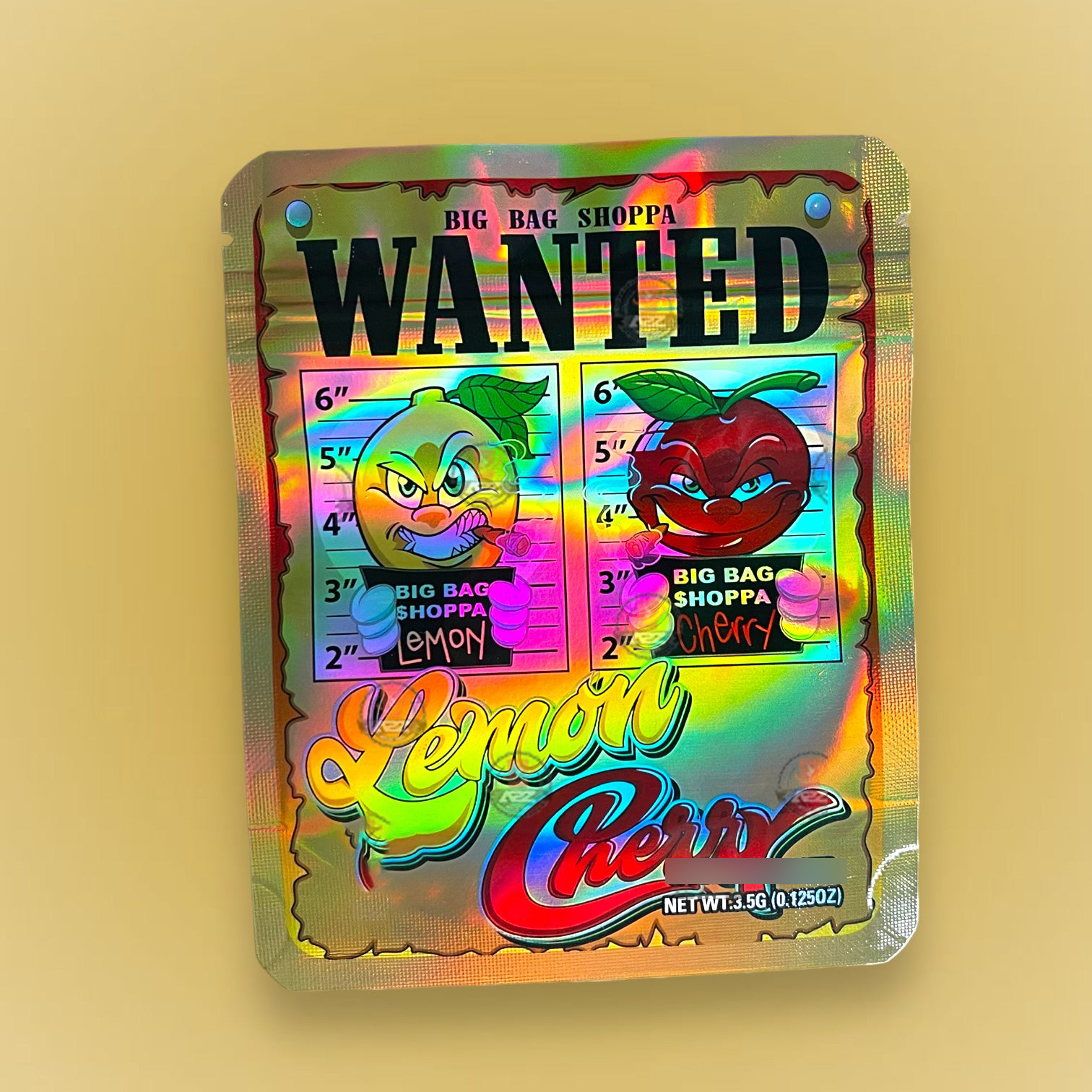 Wanted Lemon Cherry Bags 3.5g Mylar Bag Big Bag Shoppa