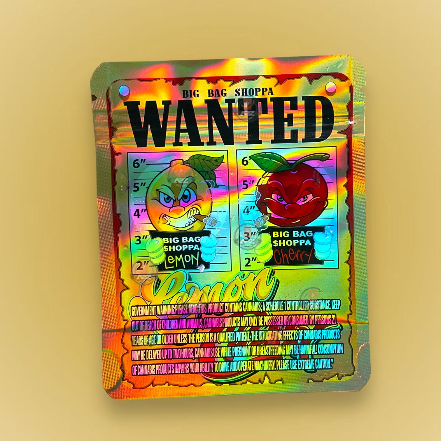 Wanted Lemon Cherry Bags 3.5g Mylar Bag Big Bag Shoppa