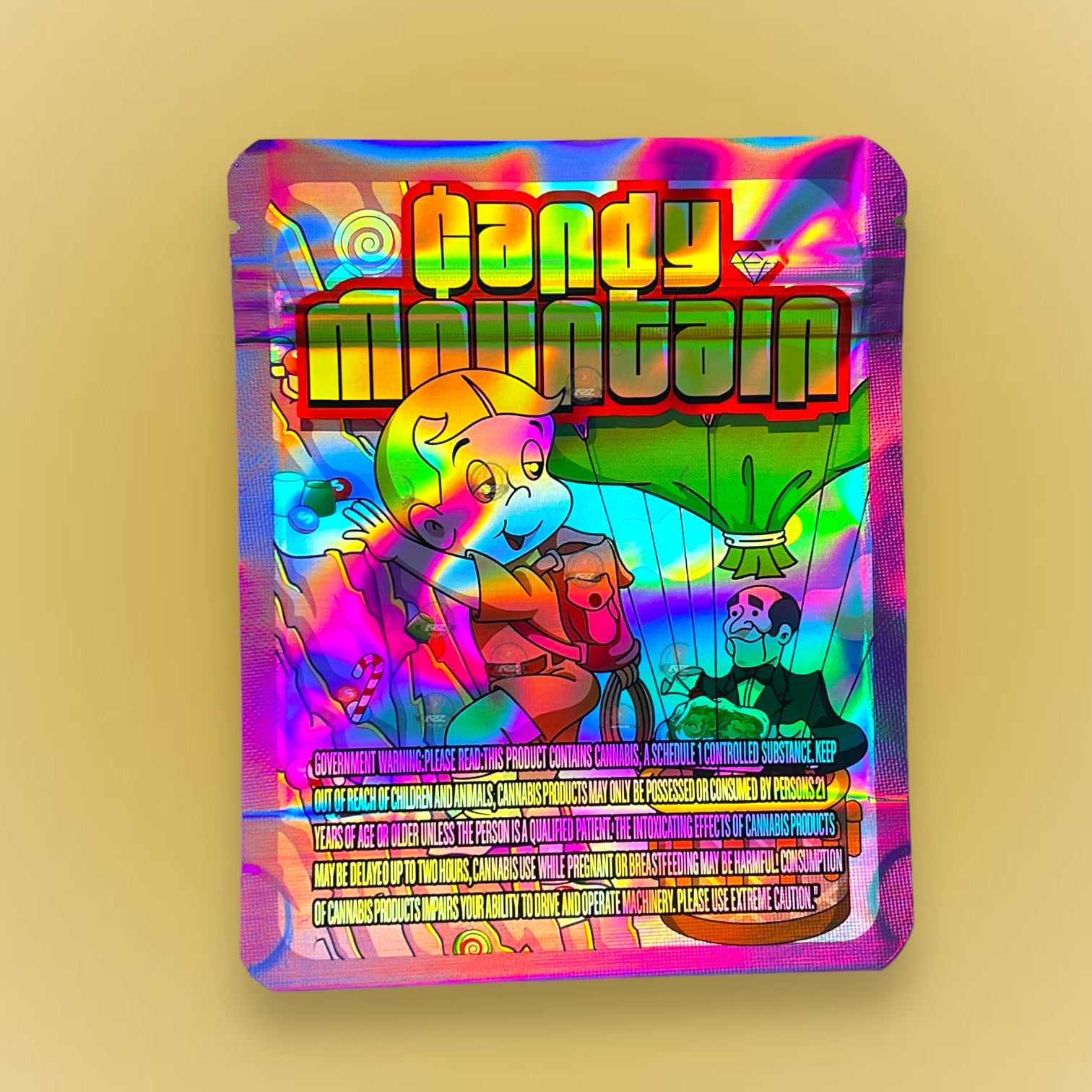 Candy Mountain 3.5g Mylar Bag Holographic- Packaging Only