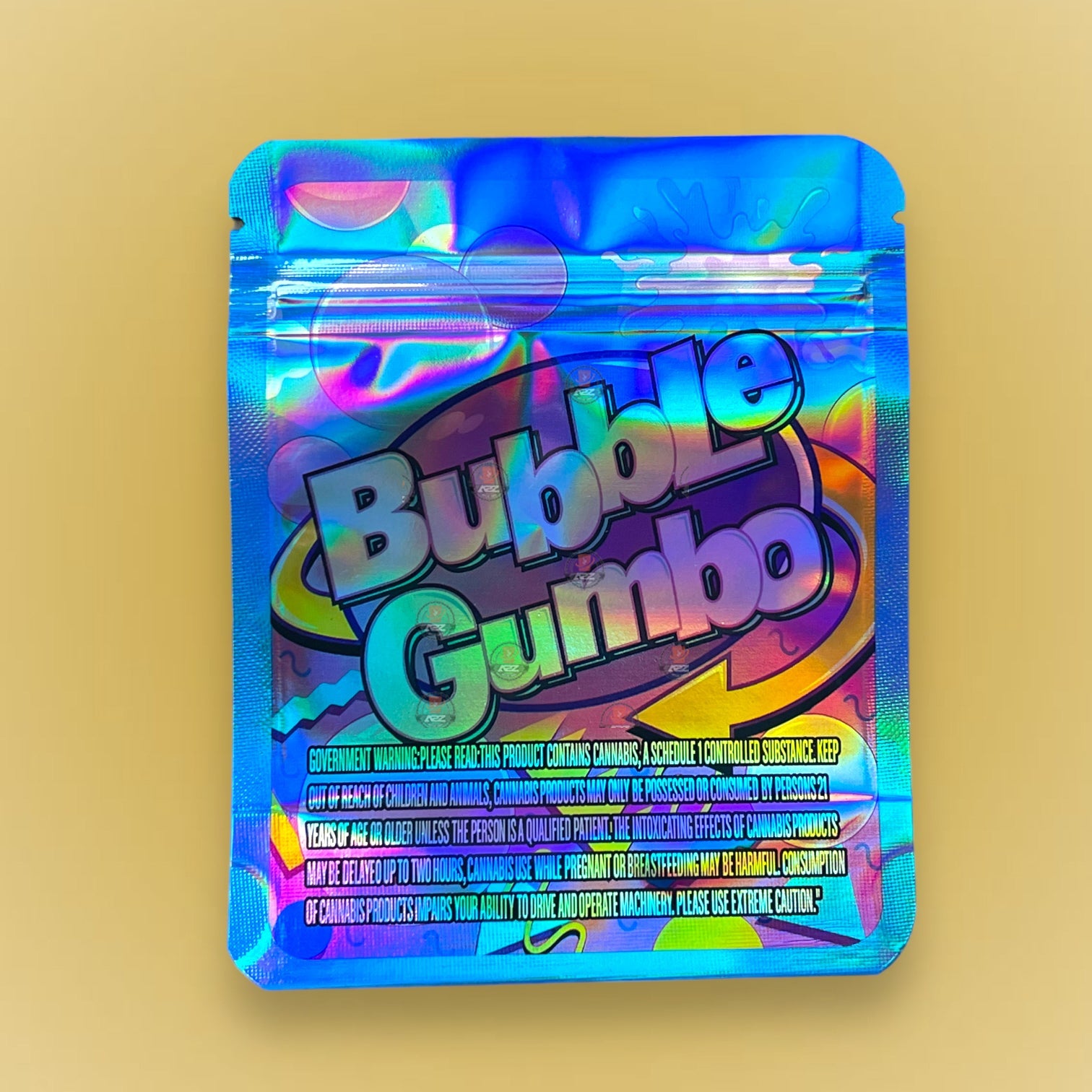 Bubble Gumbo 3.5g Mylar Bag Holographic- Packaging Only