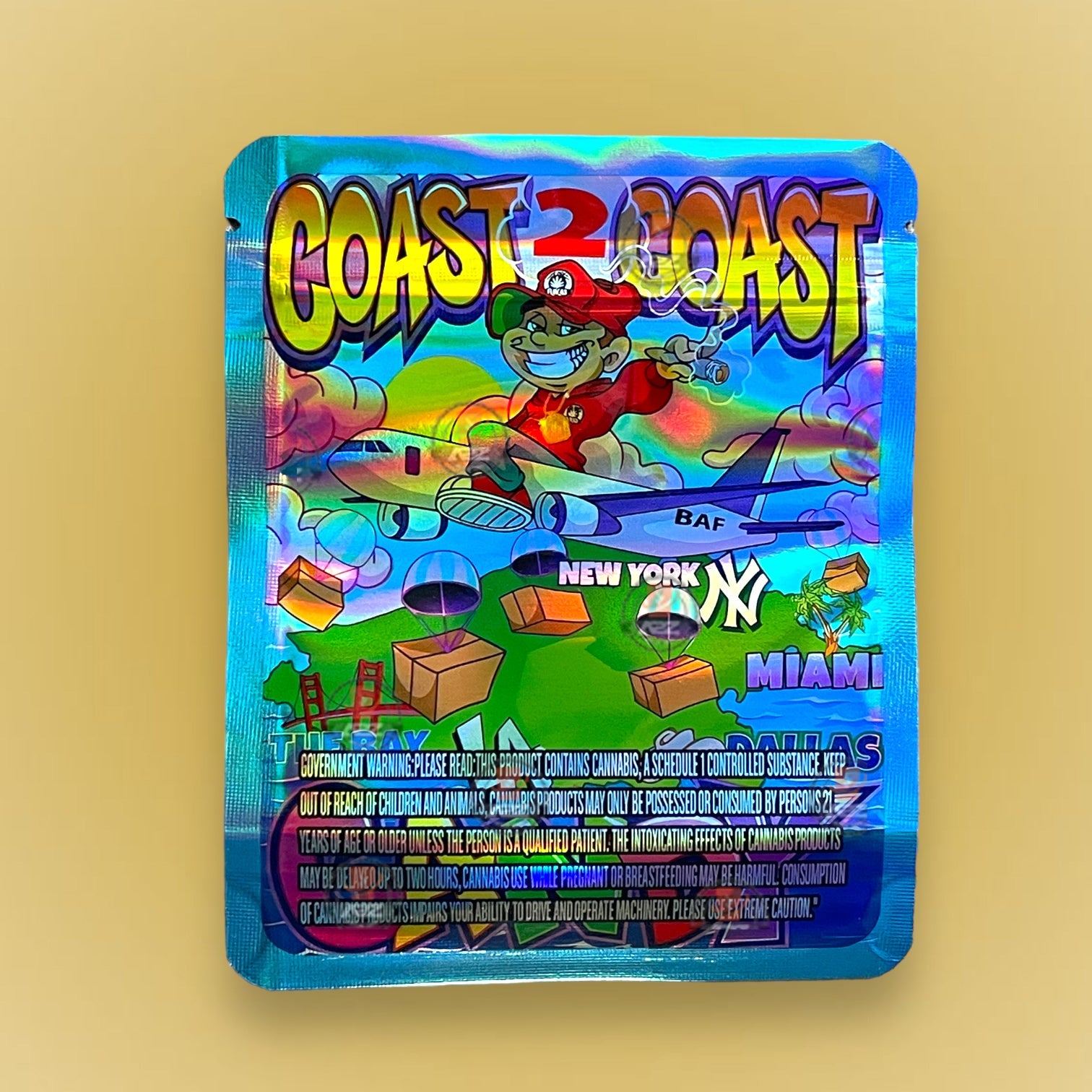 Coast 2 Coast Candy 3.5g Mylar Bag Holographic- Packaging Only