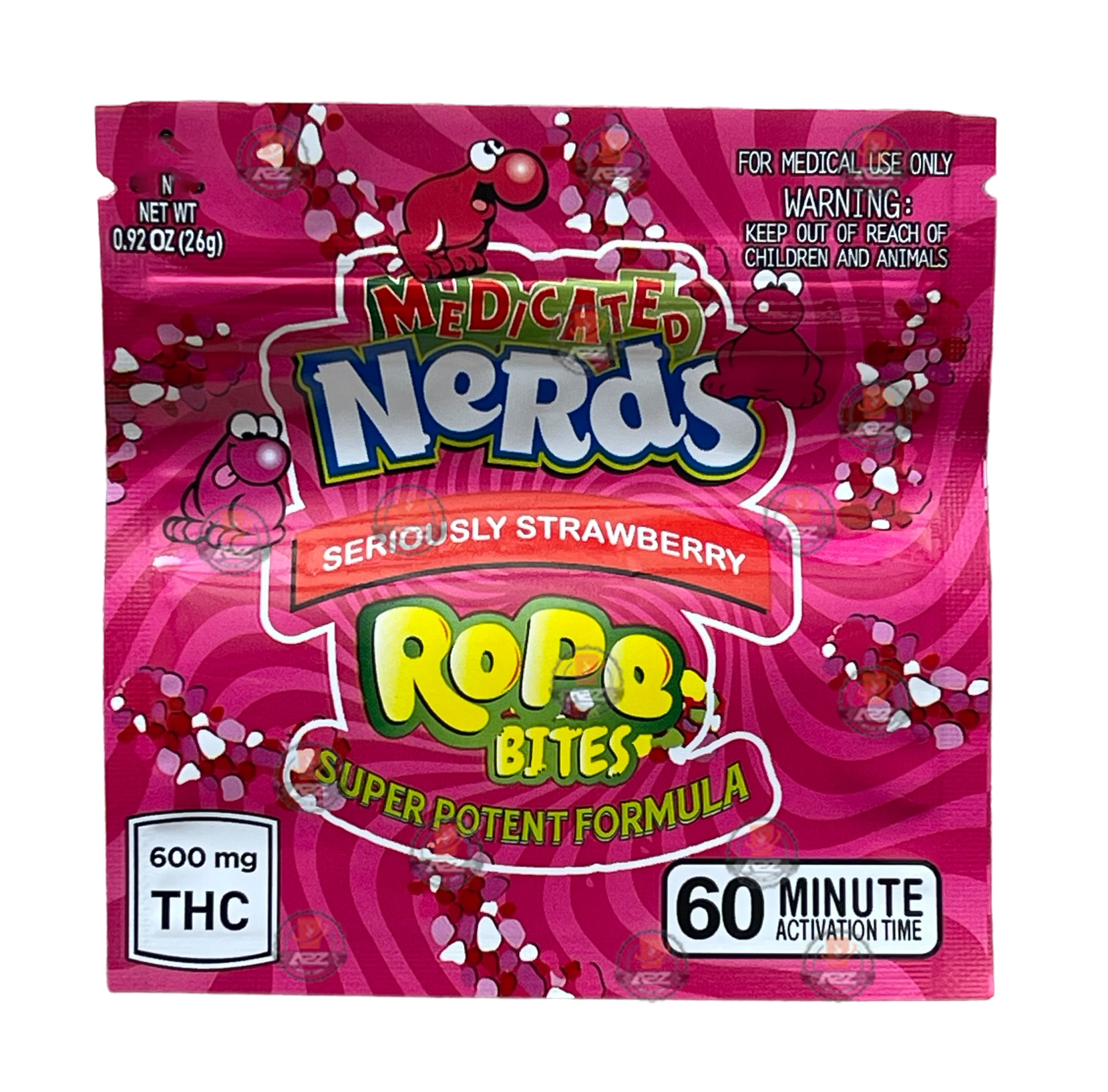 Nerds Rope Bites 600mg Mylar bags Seriously Strawberry packaging Only
