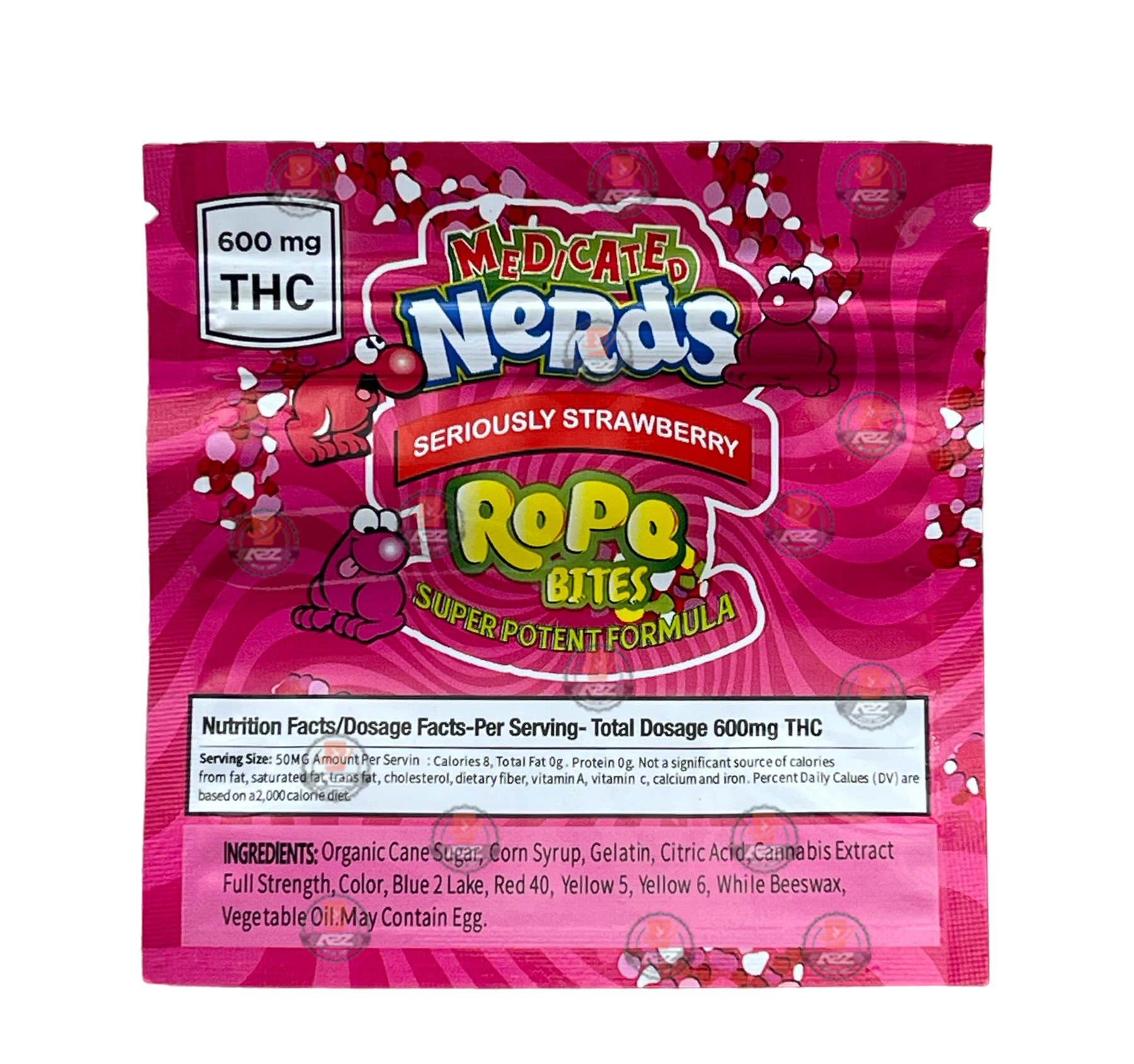 Nerds Rope Bites 600mg Mylar Bag Seriously Strawberry Packaging Only