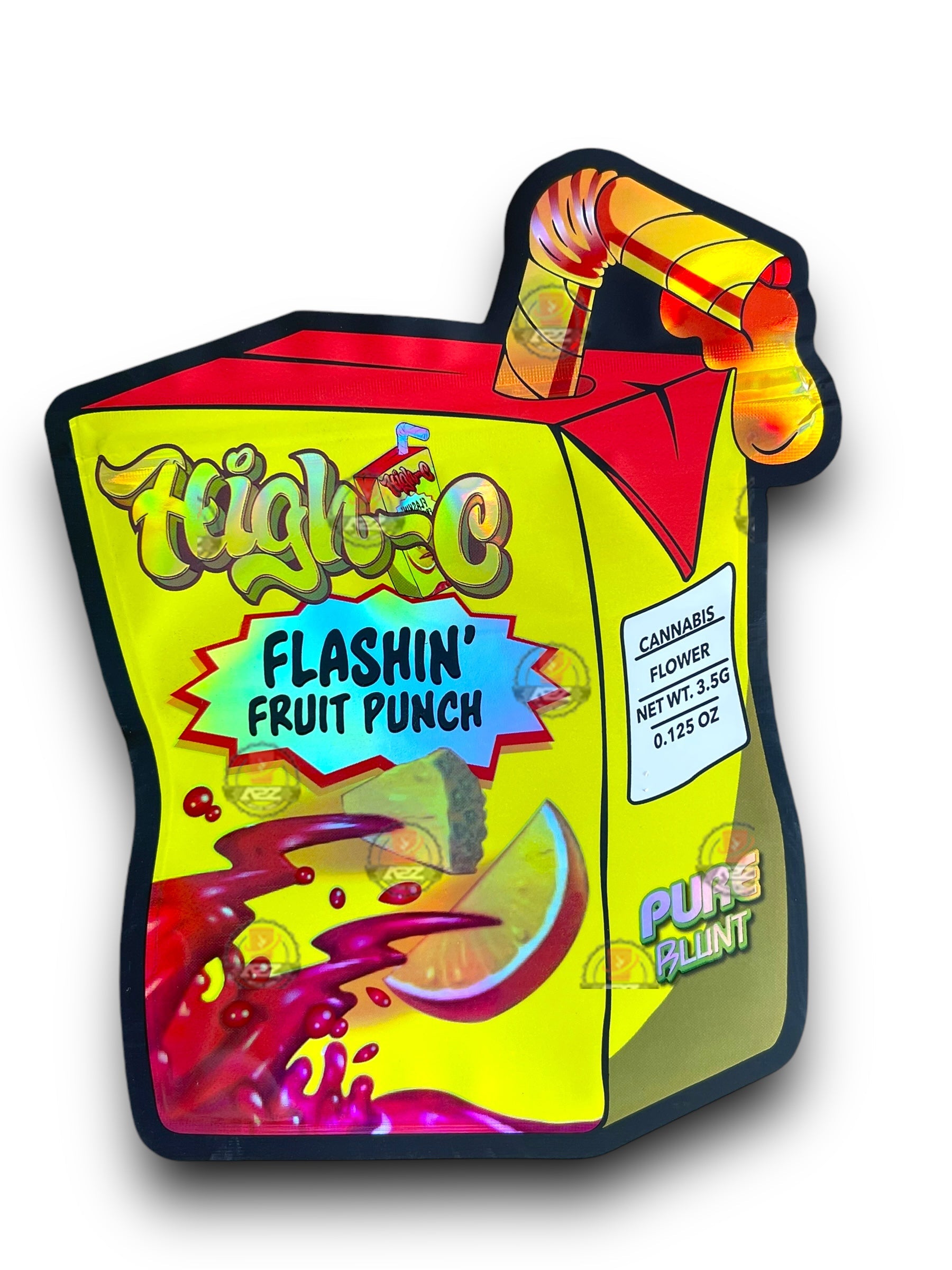 High C Flashing Fruit Punch Mylar Bags 3.5g Holographic