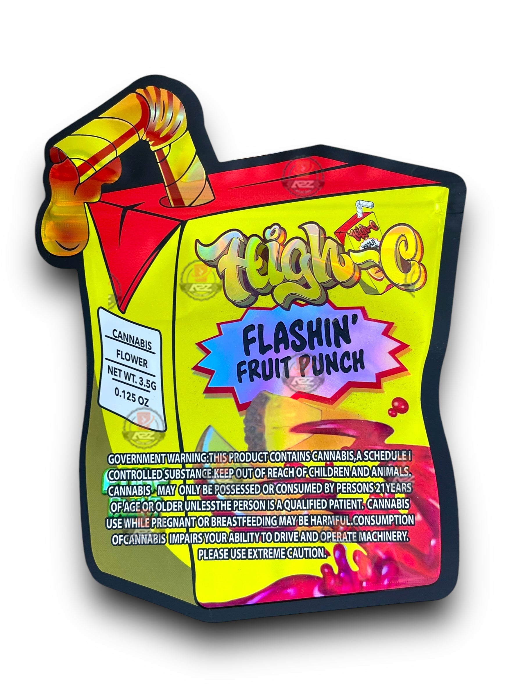 High C Flashing Fruit Punch Mylar Bags 3.5g Holographic