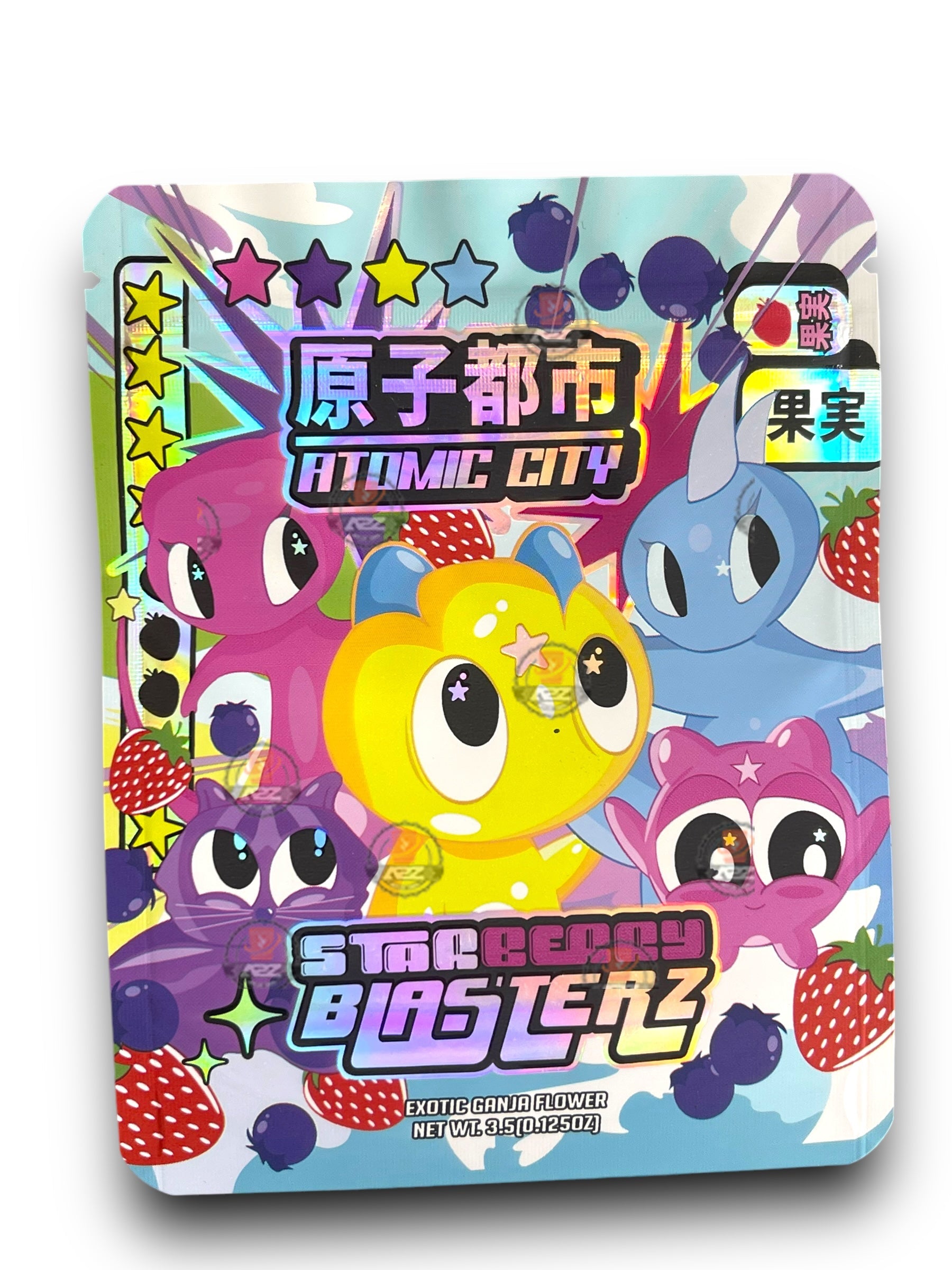 Atomic City Star berry Blasters Mylar Bags 3.5g Holographic