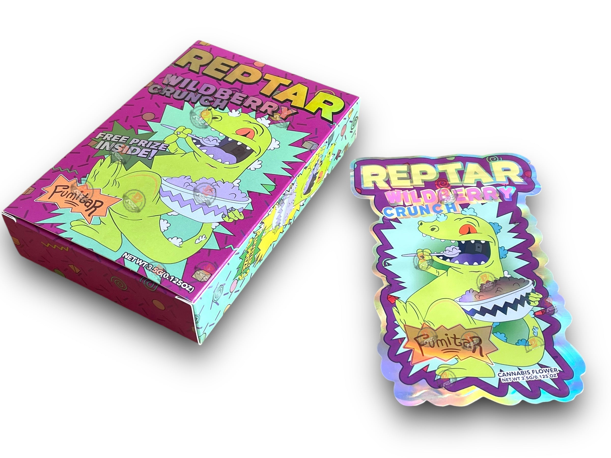 Fumitar Reptar WIld Berry Crunch Mylar Bags with Boxes 3.5g Box Packaging Holographic