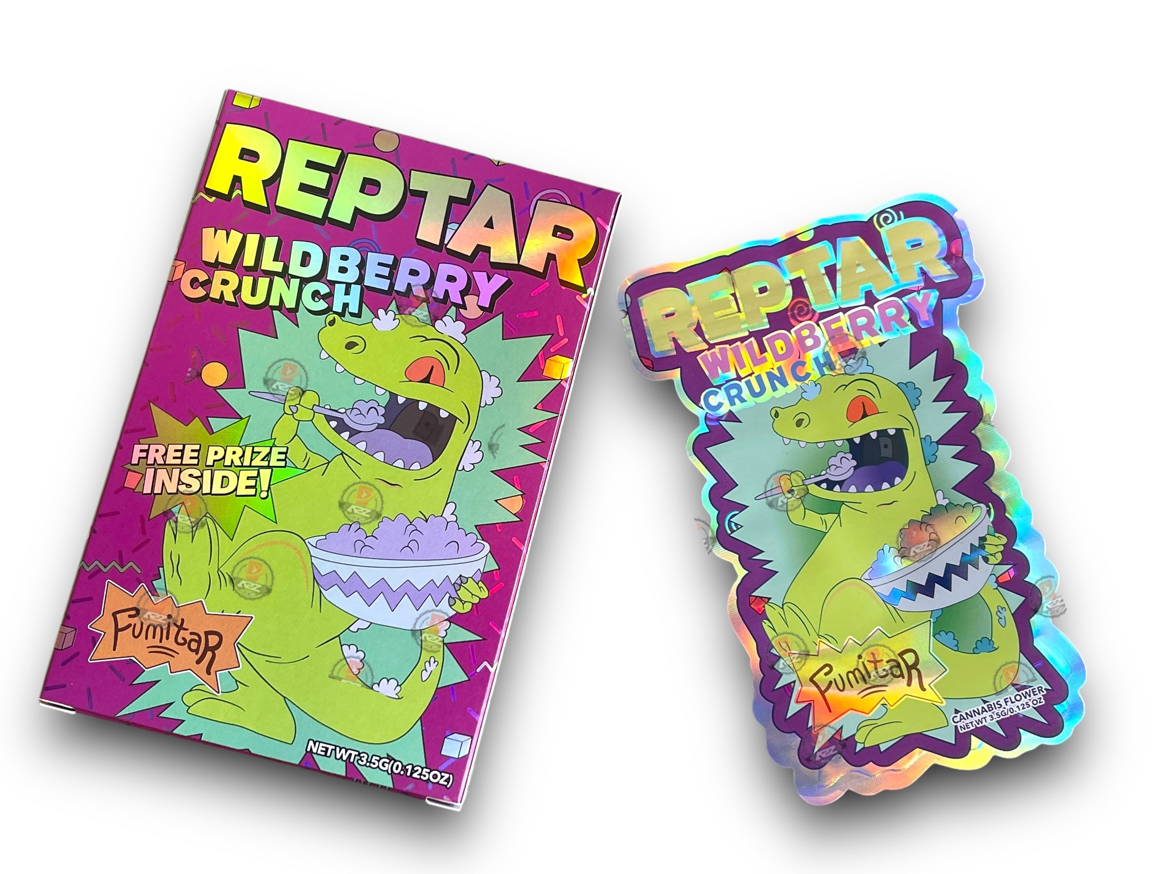 Fumitar Reptar WIld Berry Crunch Mylar Bags with Boxes 3.5g Box Packaging Holographic