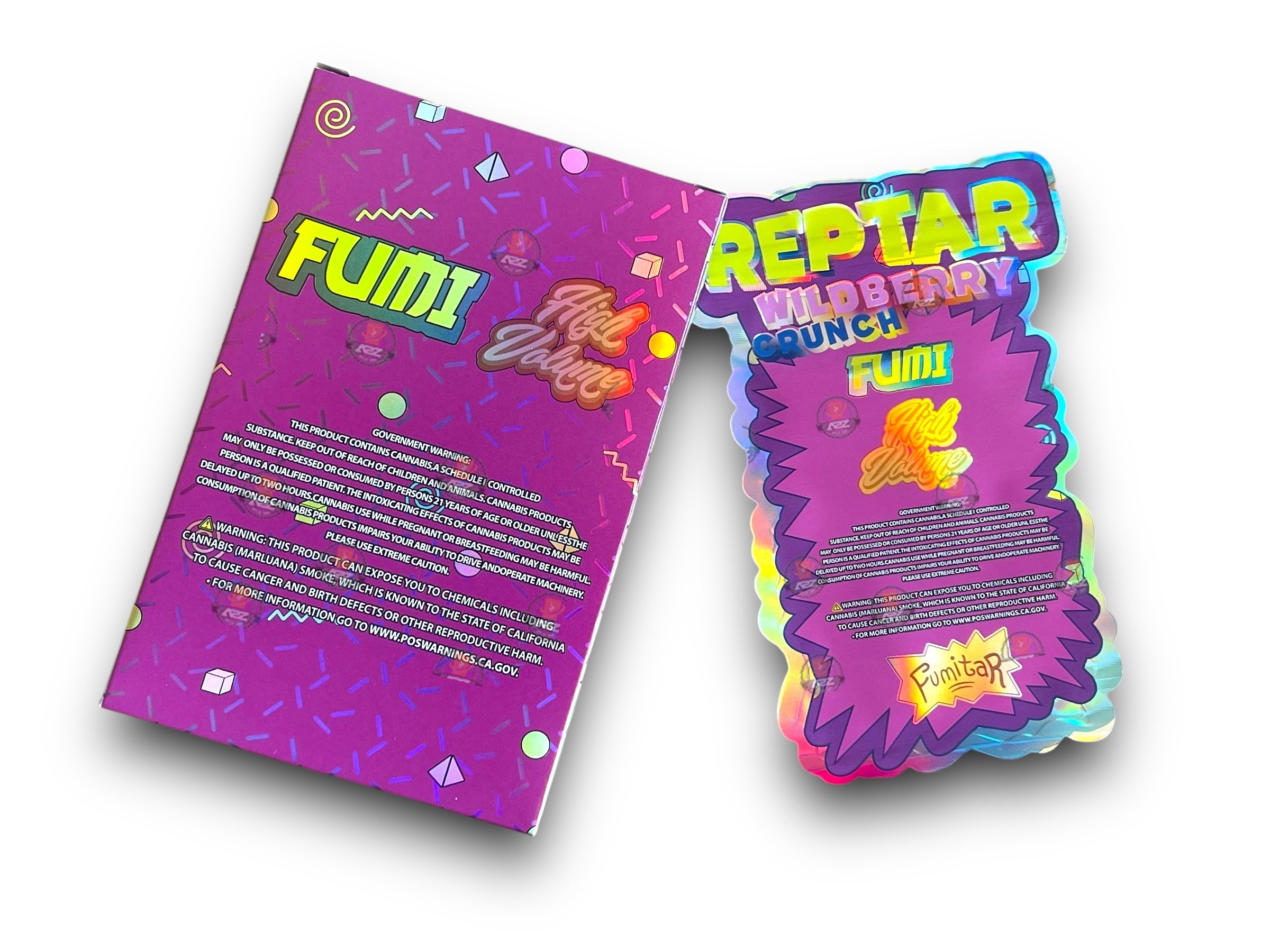 Fumitar Reptar WIld Berry Crunch Mylar Bags with Boxes 3.5g Box Packaging Holographic