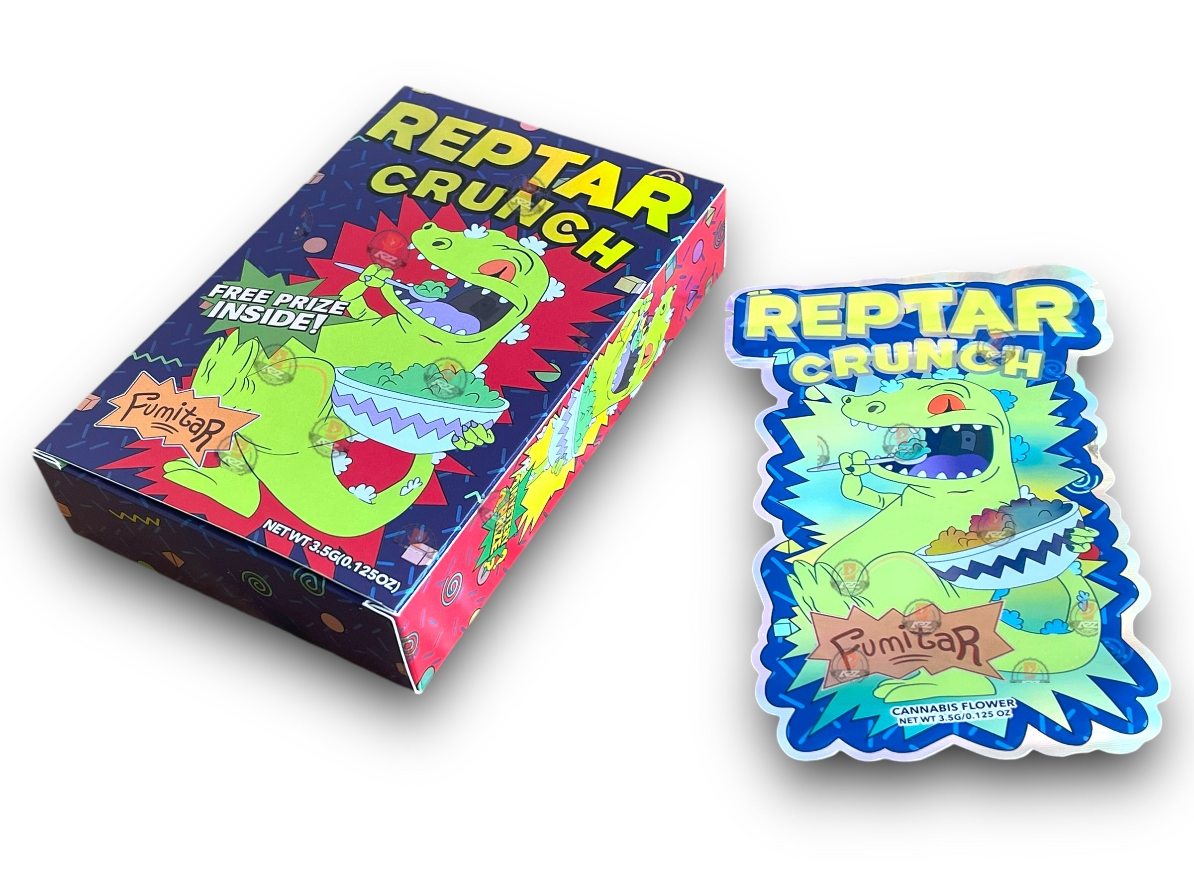 Fumitar Reptar Crunch Mylar Bags with Boxes 3.5g Box Packaging Holographic