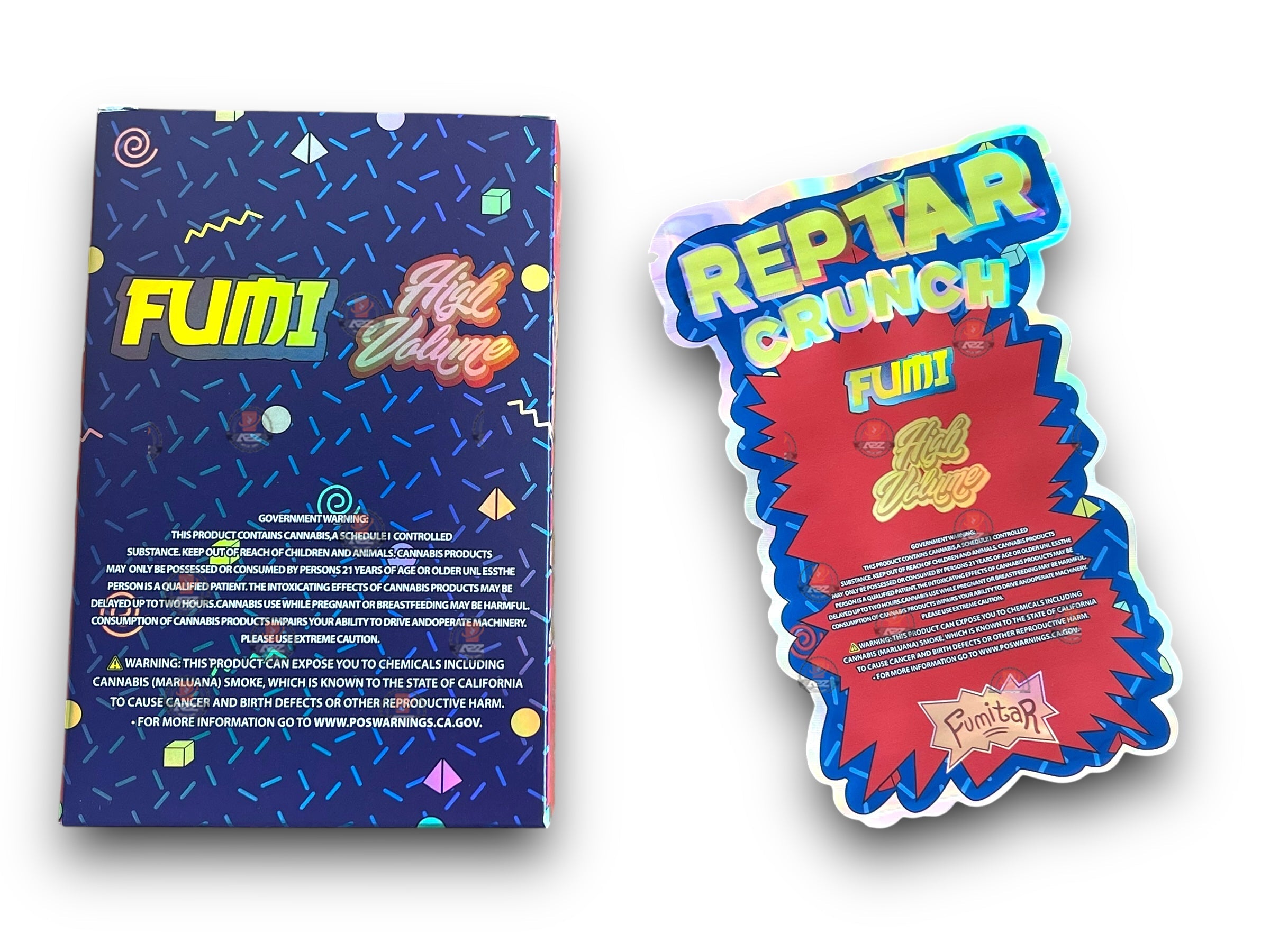 Fumitar Reptar Crunch Mylar Bags with Boxes 3.5g Box Packaging Holographic