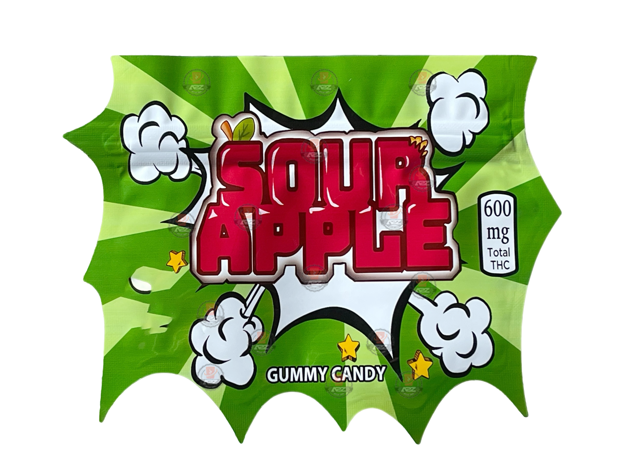 Sours Apple Gummy Candy 3.5g Mylar Bag