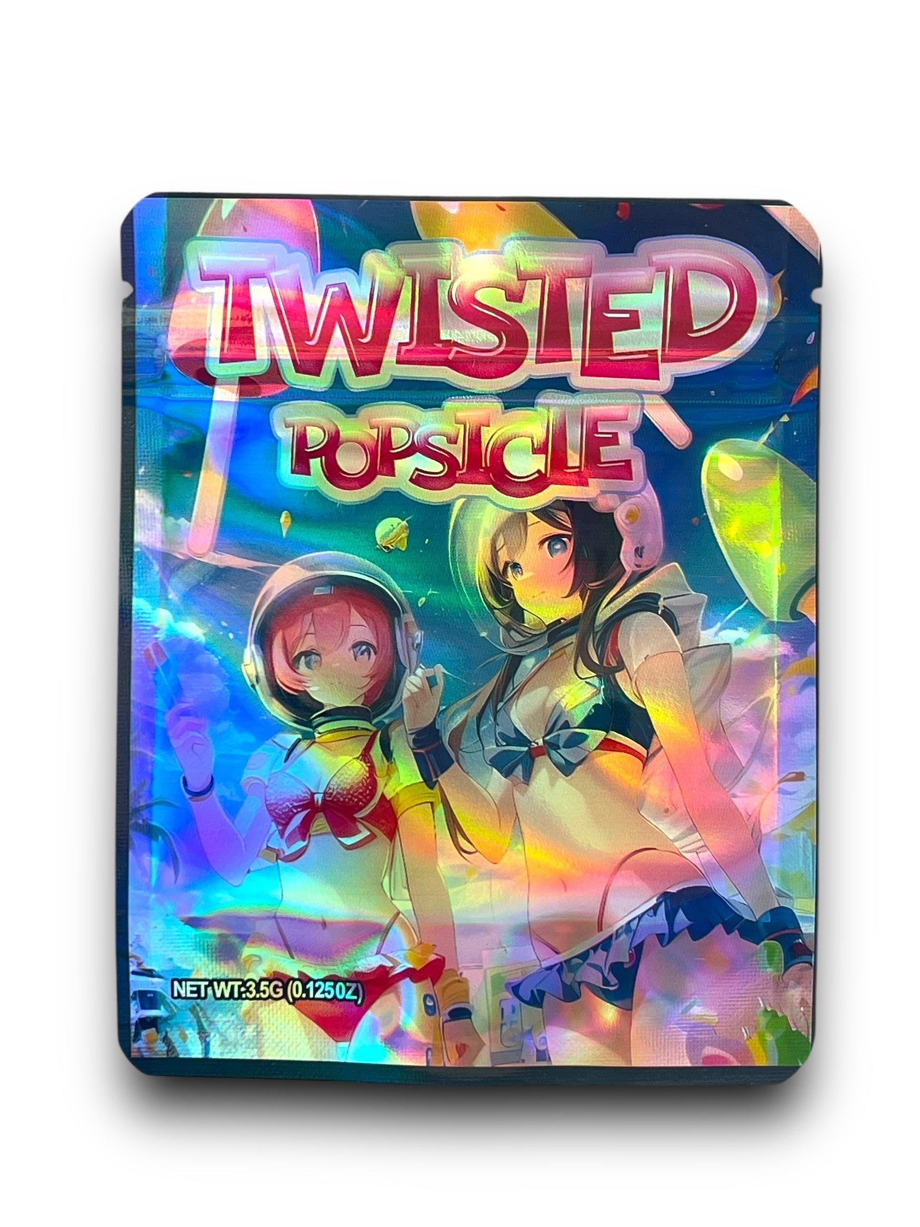 Twisted Popsicle Mylar Bags 3.5g Holographic