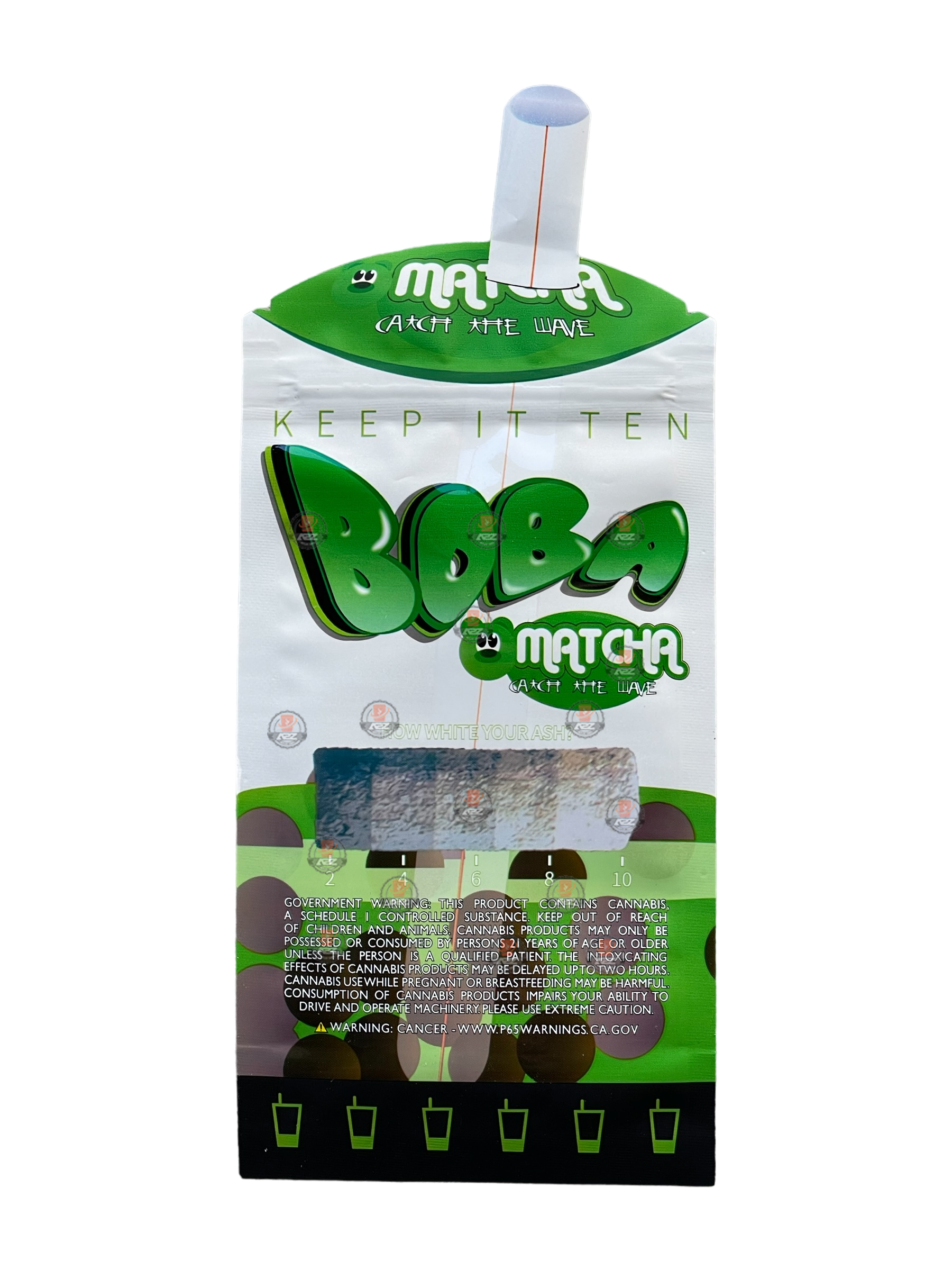 Boba Matcha Mylar bag 3.5g cut out The Ten