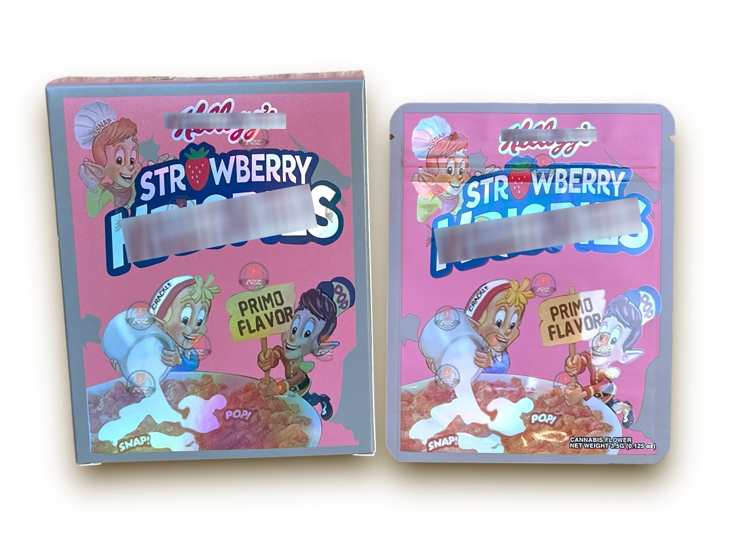 Strawberry Mylar Bags with Boxes 3.5g Box Packaging Holographic