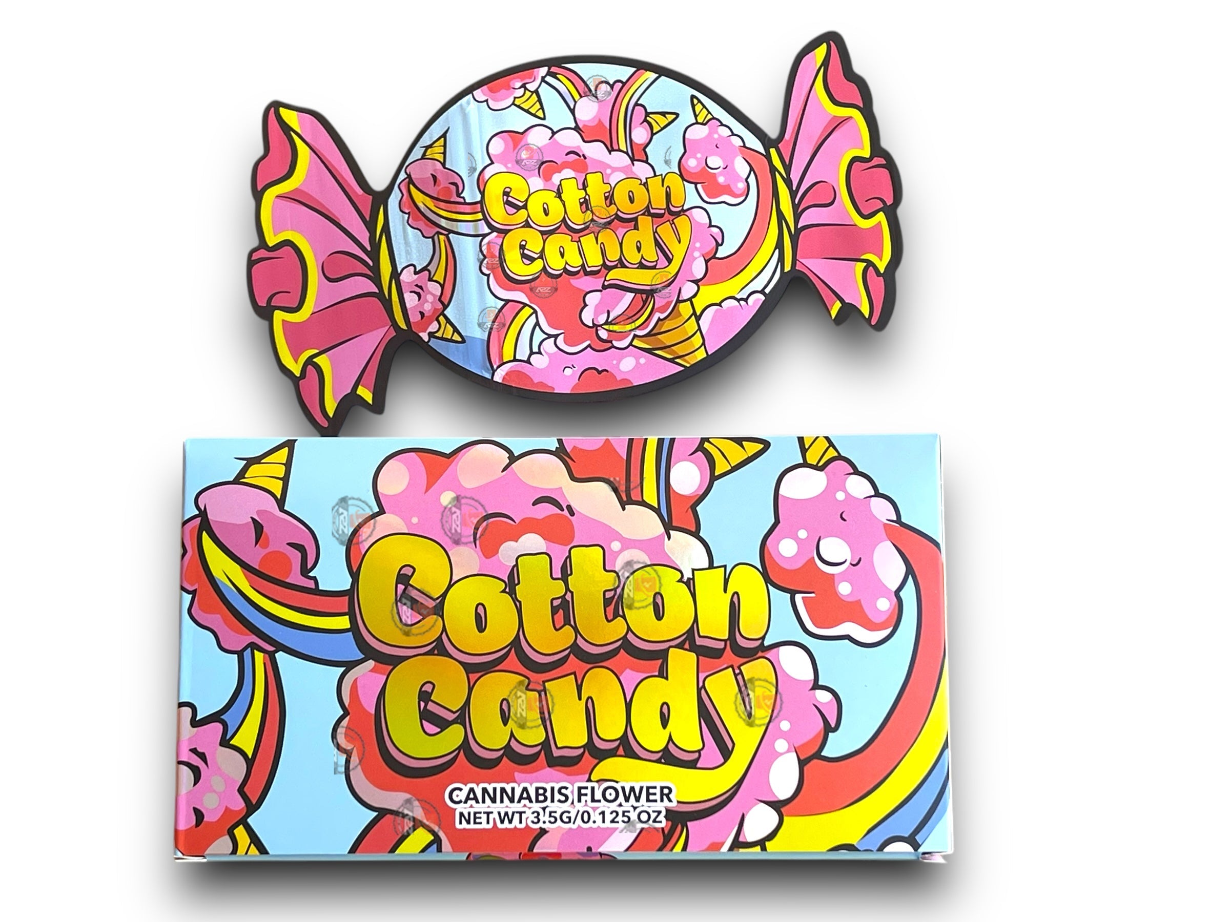 Cotton Candy Mylar Bags with Boxes 3.5g Box Packaging Holographic