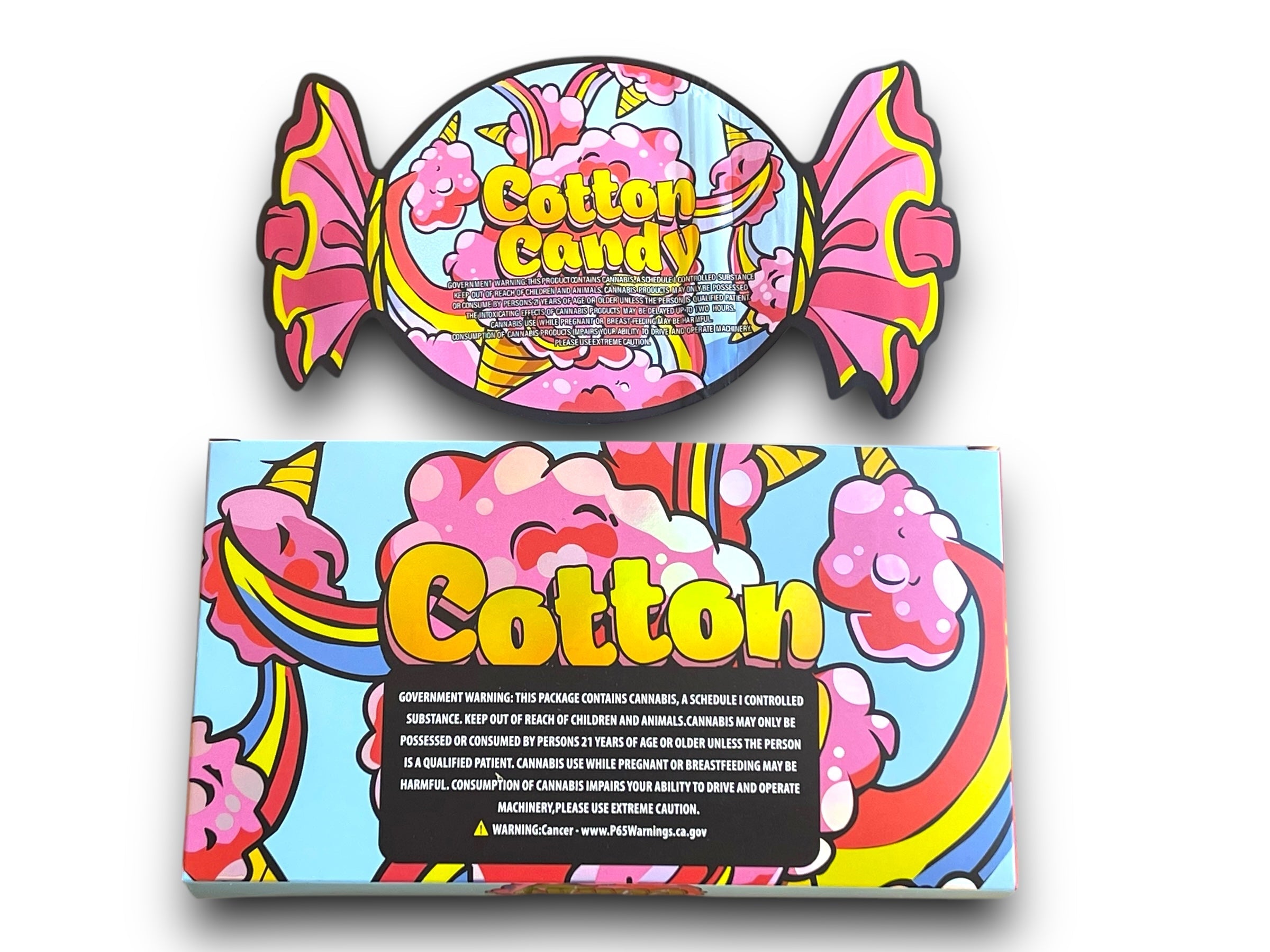 Cotton Candy Mylar Bags with Boxes 3.5g Box Packaging Holographic