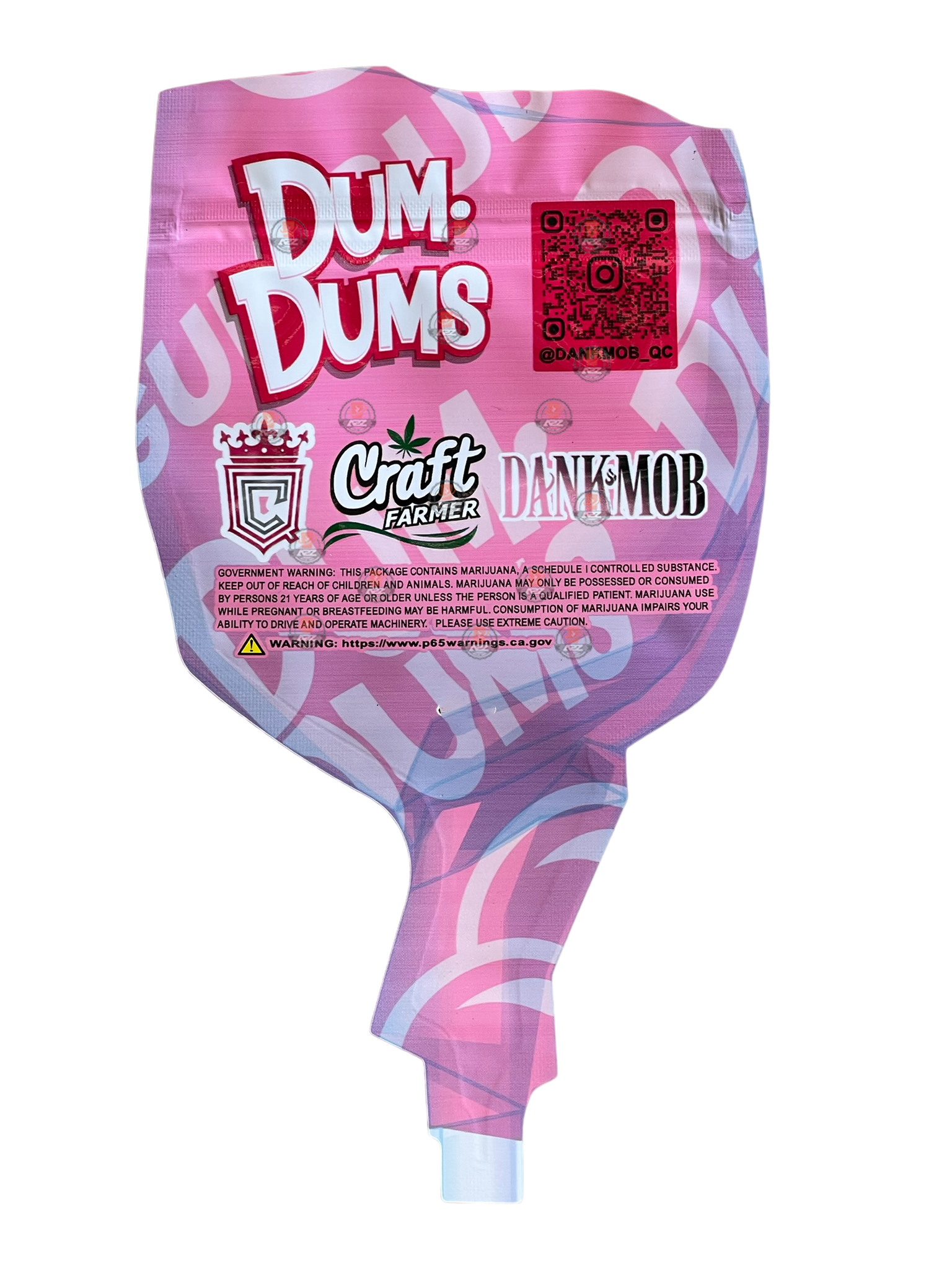 Bubblegum Dum Dums 3.5g Mylar Bag Cut Out Dank Mob