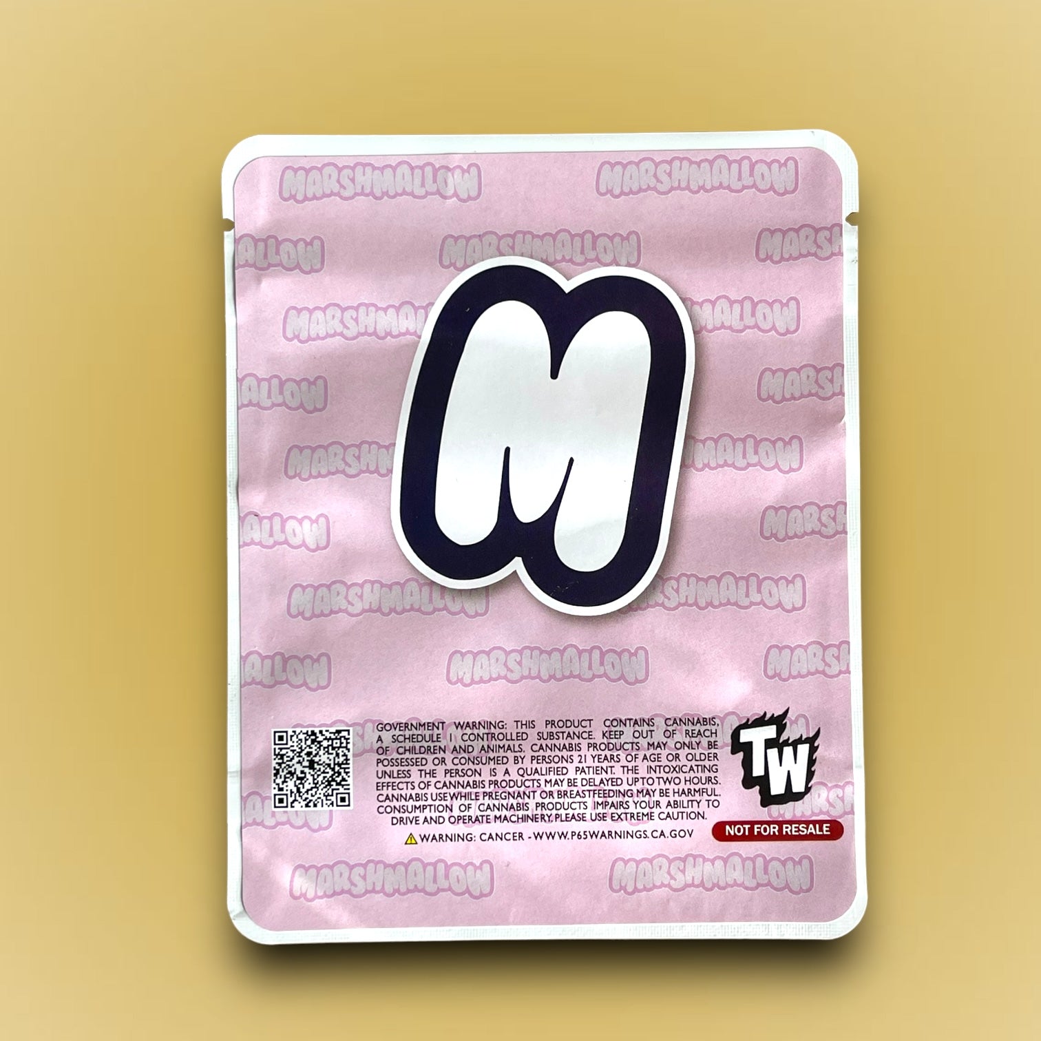 Raspberry Swirl Marshmallow Mylar Bags 3.5g Sticker base Bag -With stickers and labels