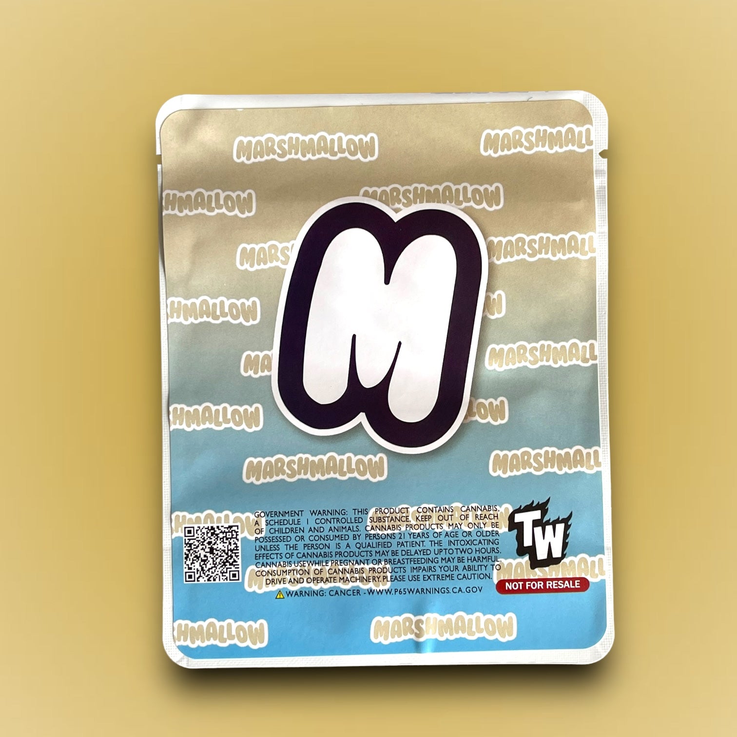 New York Marshmallow Mylar Bags 3.5g Sticker base Bag -With stickers and labels