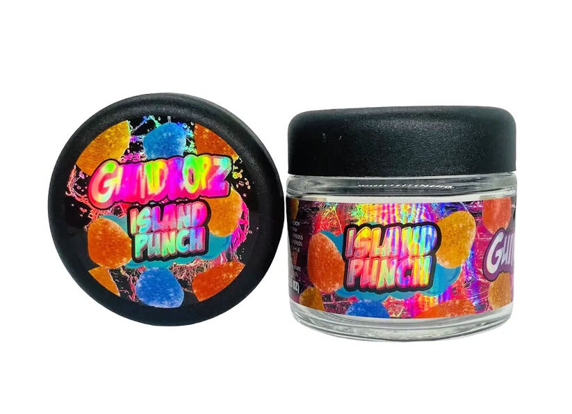 Island Punch Sprinkelz 3.5g Glass Jars with Holographic Stickers Child Resistant jar