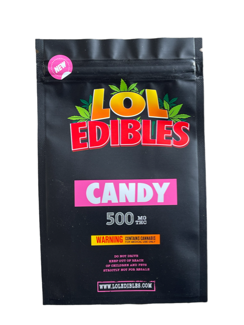 LOL Edibles Candy 500mg Mylar bags packaging only
